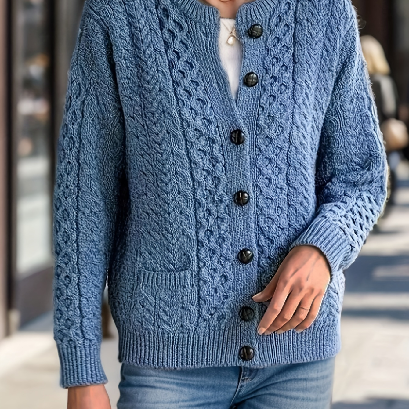 

Knitted Fleece Open Cardigan