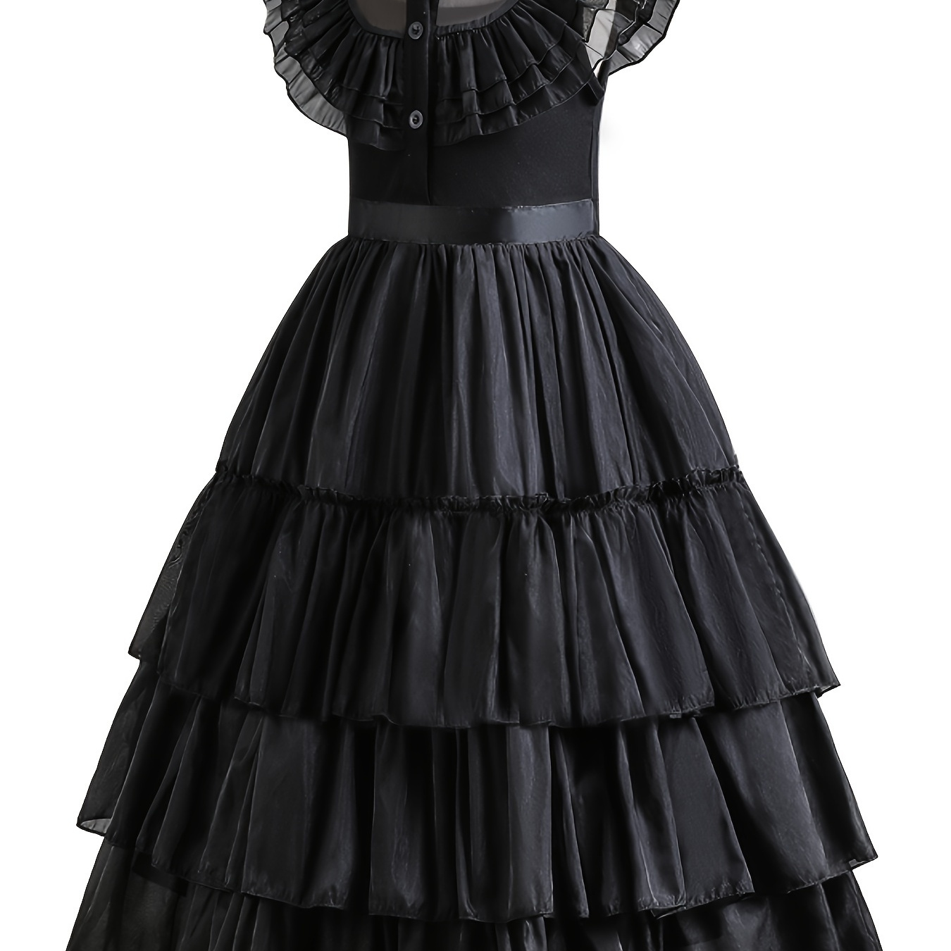 

Party Girls Gothic Dress With Lapel Collar & Tiered Hem, Fancy Dress Up Performance Dress Birthday Gift