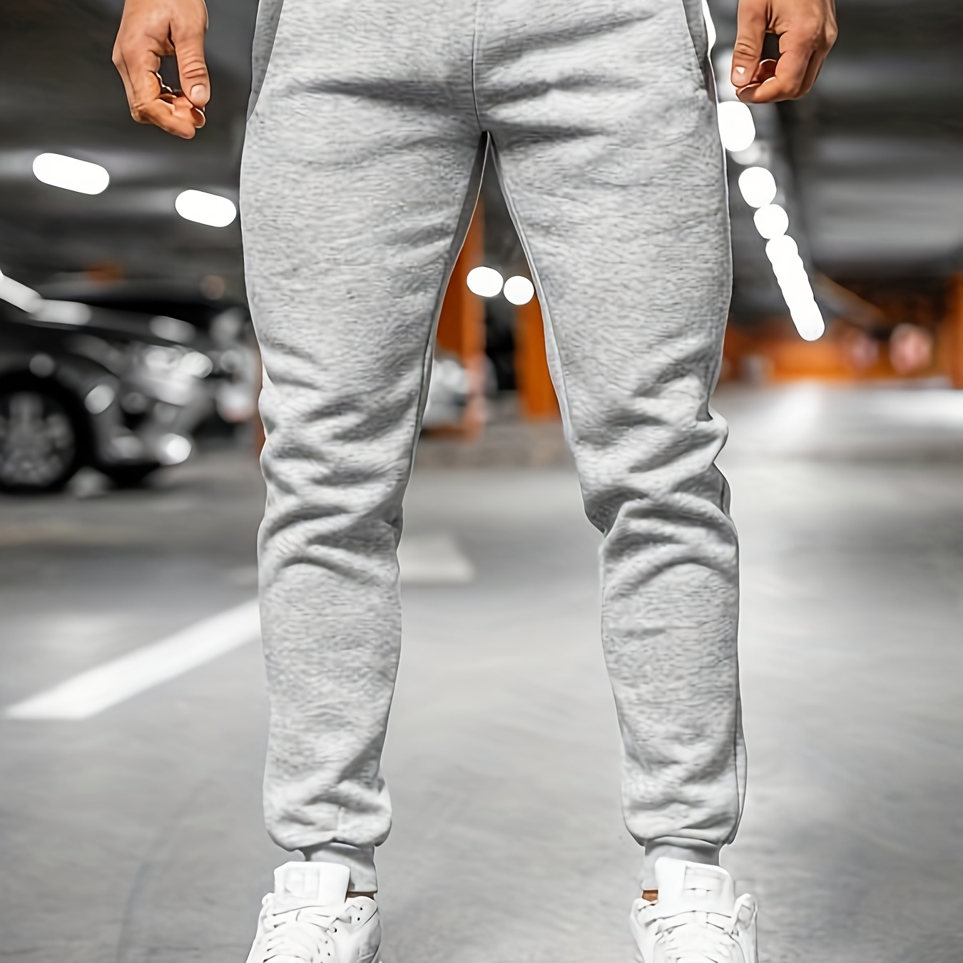 Men's Plus Size Solid Joggers Oversized Sports Casual Pants For Autumn/winter, Men's Clothing