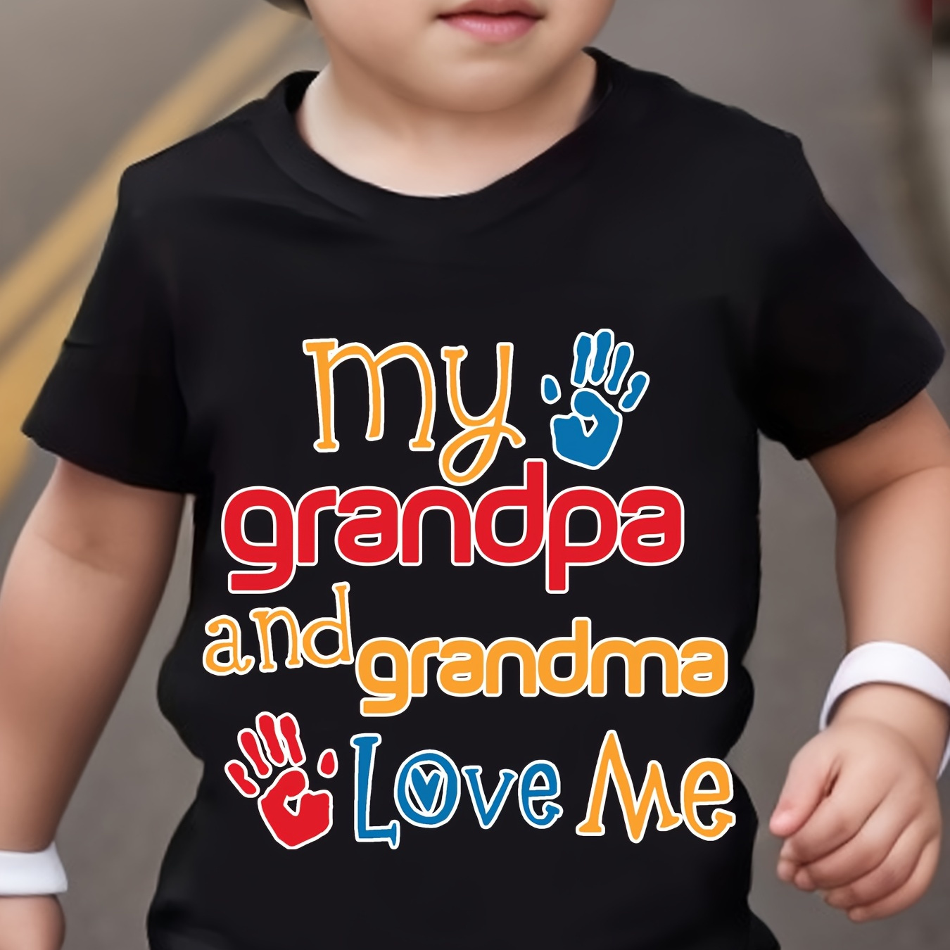 

My Grandpa And Grandma Love Me Print Toddler Boys Kids Short Sleeve Crew Neck Summer Autumn T-shirts Casual Tops