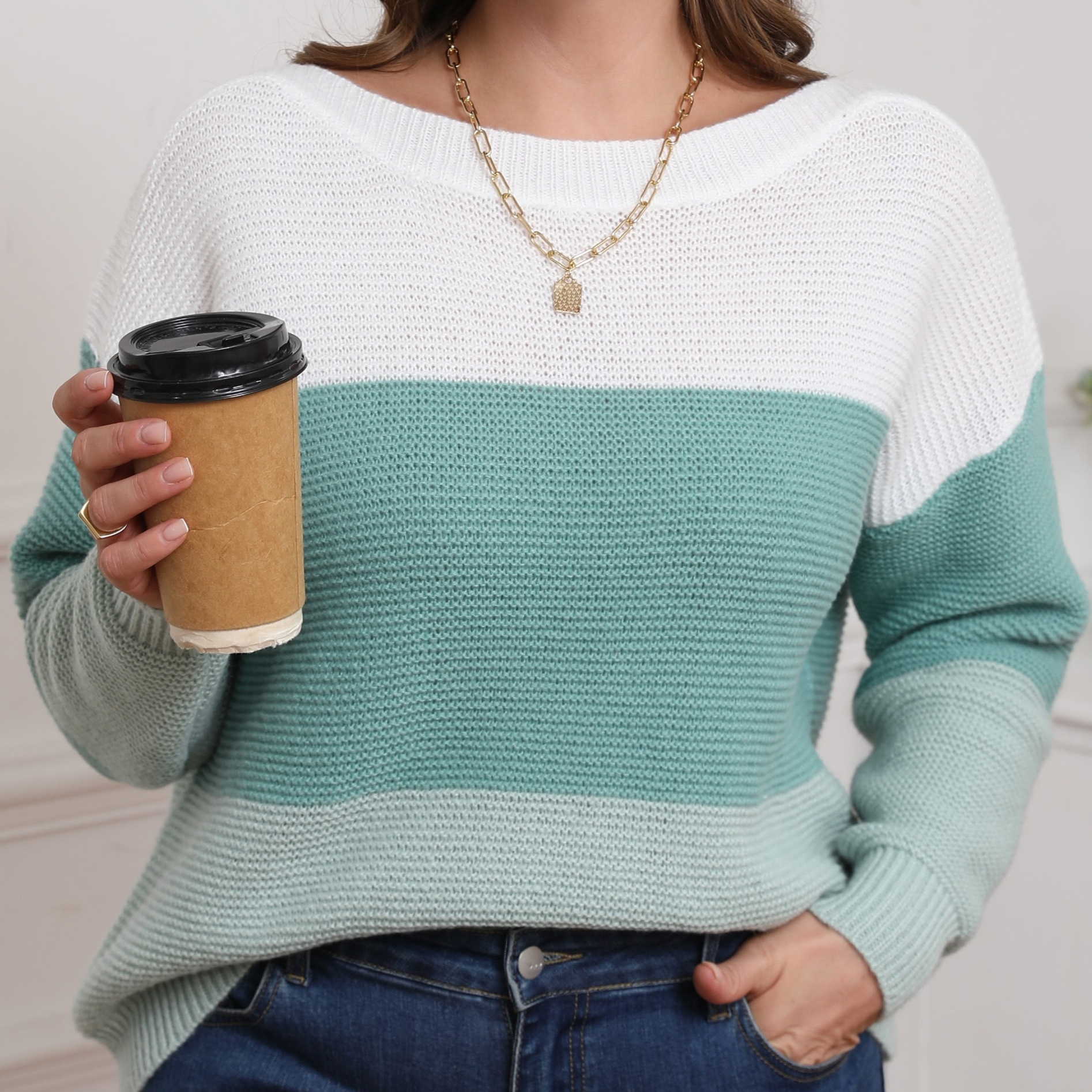 

's Oversized Knit Sweater , Long , , , No Pattern, For And