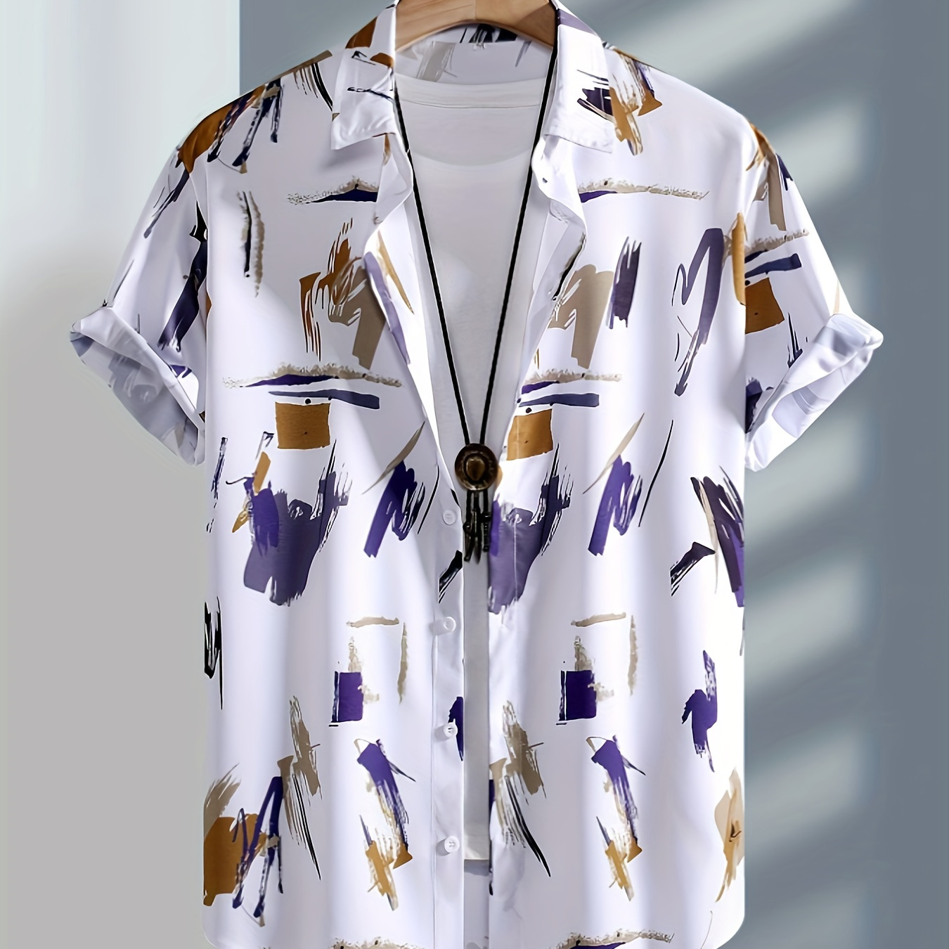 TEMU All-match Casual Men's Short Sleeve Button Down Shirt, Summer Holiday, Special Gift