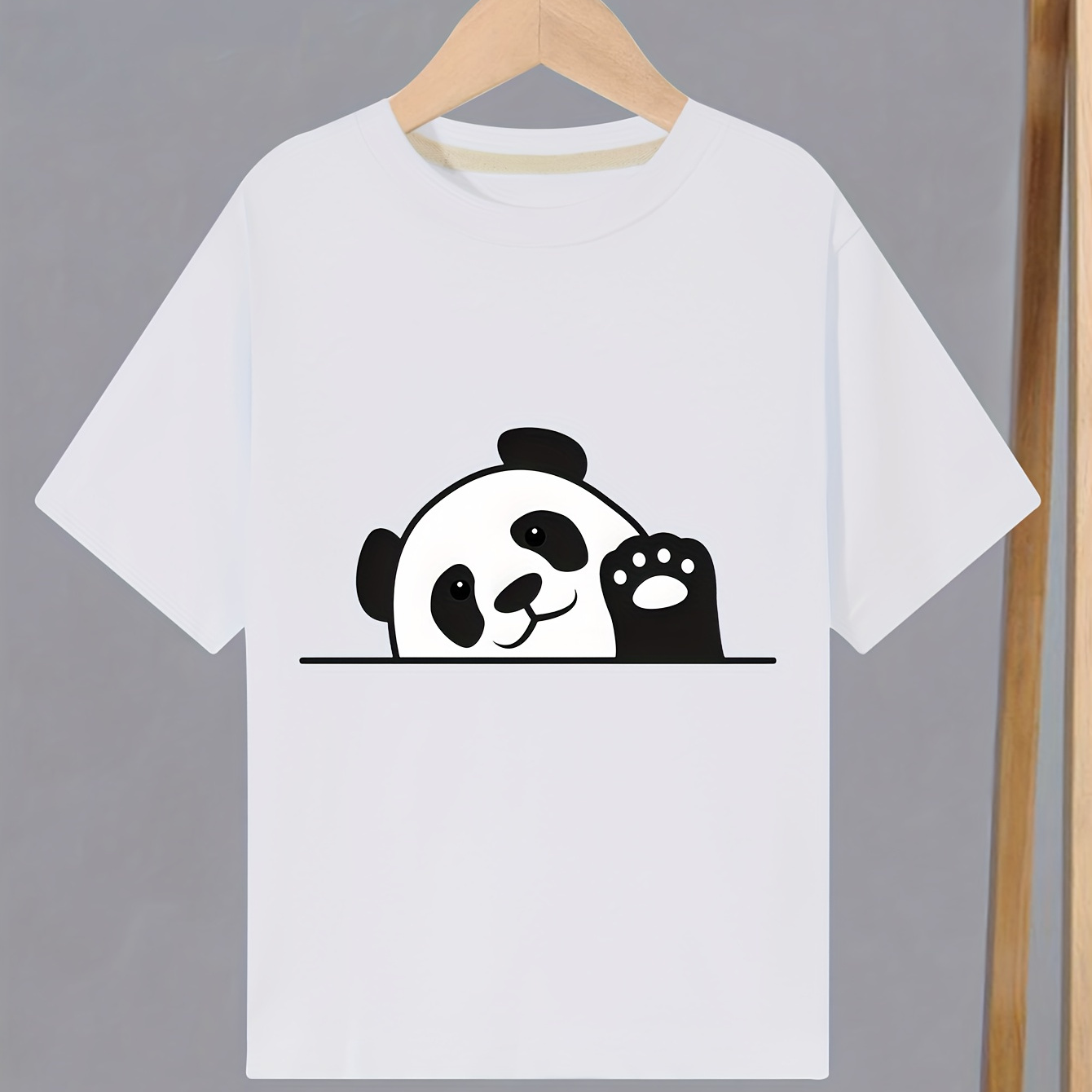 

Cute Panda Print Boy's Cotton T-shirt, Casual Lightweight Comfy Short Sleeve Top Summer Outgoing Clothes