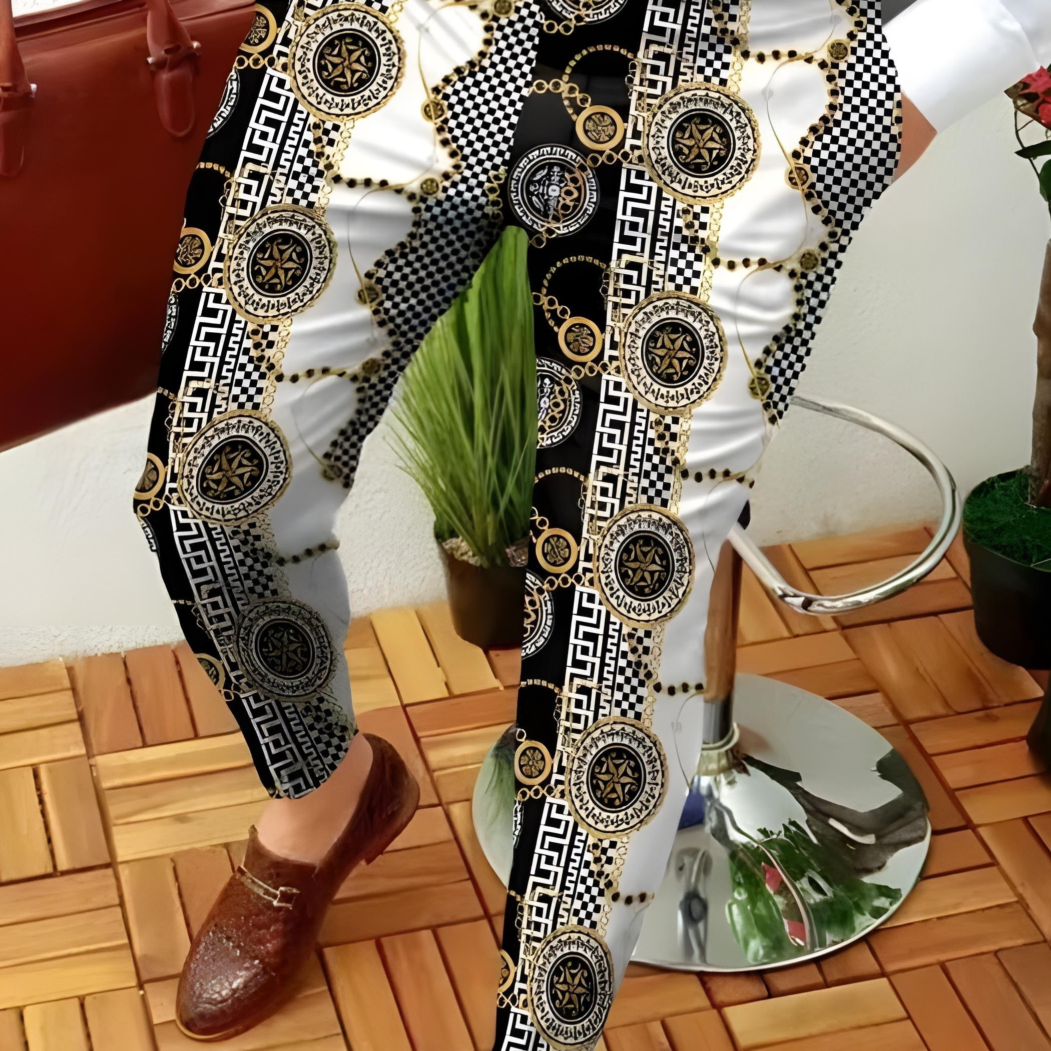 

European And American Geometric Print Gentleman Dress Pants, Skin-friendly Material, Breathable And Comfortable, Popular In 2024