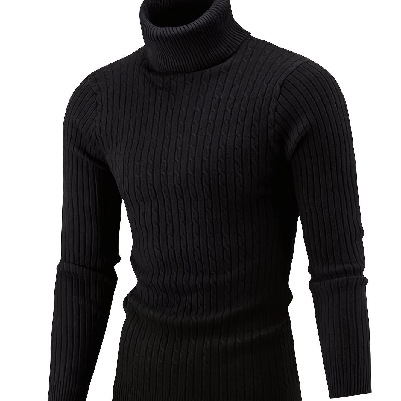 

Men's Cozy Knit Turtleneck Sweater - Solid Color, Long Sleeve Pullover For Fall & Winter | Warm & Stylish