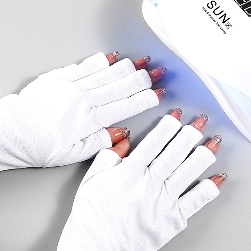 Anti UV Gloves Gel Protection Gloves For Manicures, Protect Hands Nail Art  Stretchy Fingerless Glove For Home Outdoor
