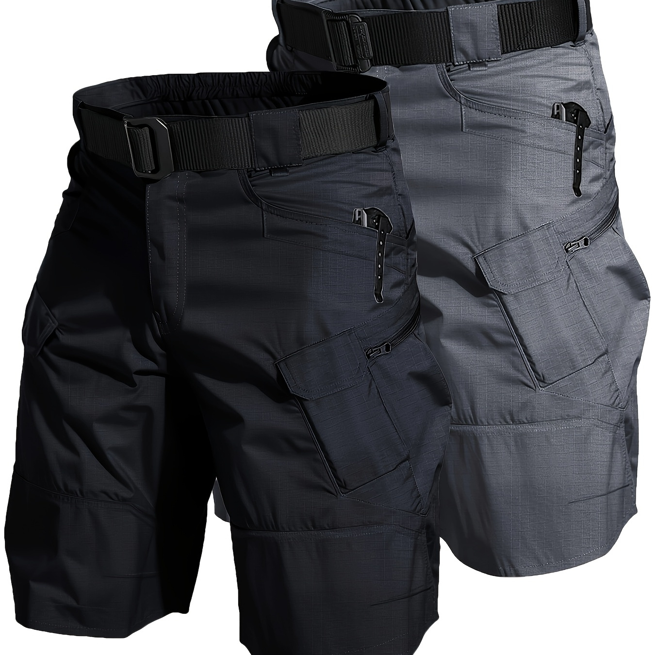 

2 Pack Men's Cargo Shorts Multi Pockets Waterproof Tactical Shorts Lightweight Quick Drying Breathable Cargo Shorts