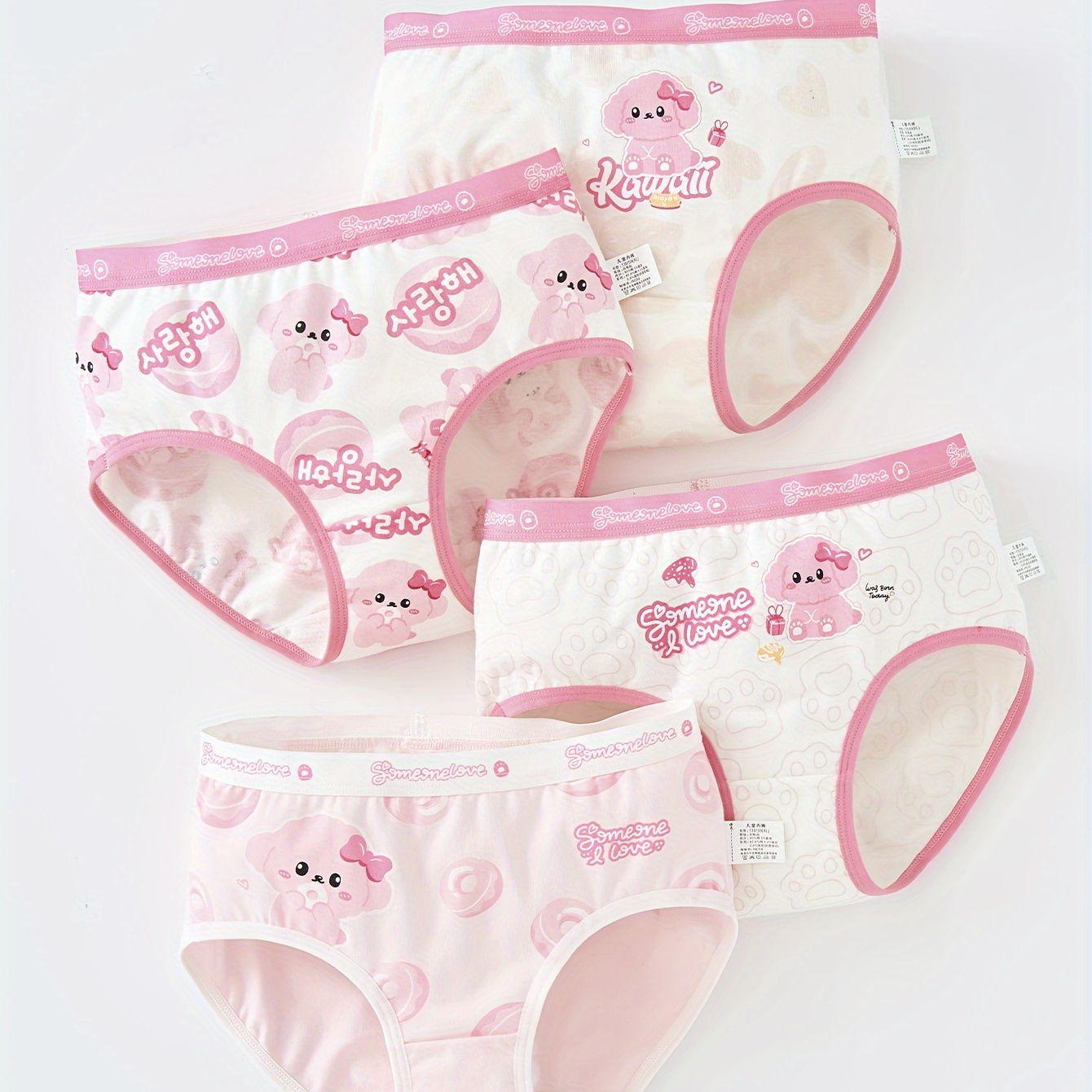 

4pcs Girl's Sweet Cotton Boxer Briefs, Cute Cartoon Pattern Elastic Waist Shorts, Breathable Comfy Kid's Underwear Kids Clothes
