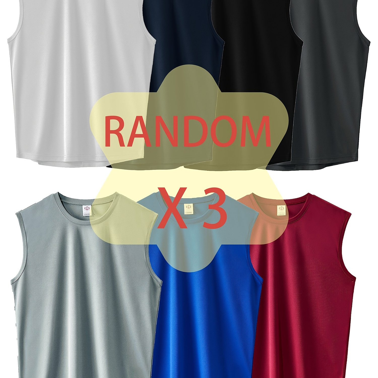 

3pcs Random Summer Men's Quick Dry Moisture-wicking Breathable Tank Tops, Athletic Gym Bodybuilding Sports Sleeveless Shirts, For Running Training, Men's Clothing