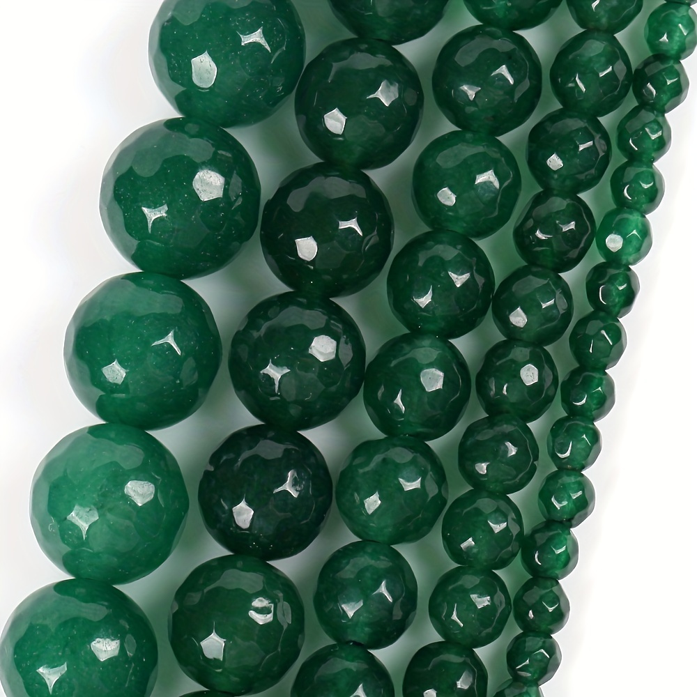 Emerald Jade Color Crystal Jade Round Loose Beads For - Temu