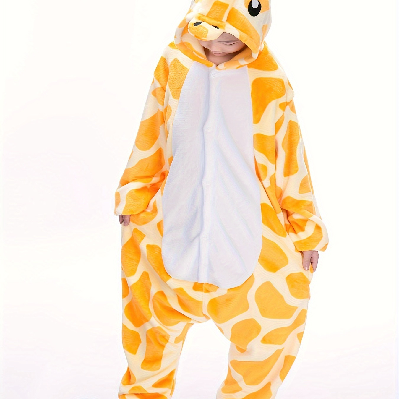

Kid's Giraffe One-piece Clothing, Zip Up Hooded Romper, Flannel Cute Clothing For Boys & Girls