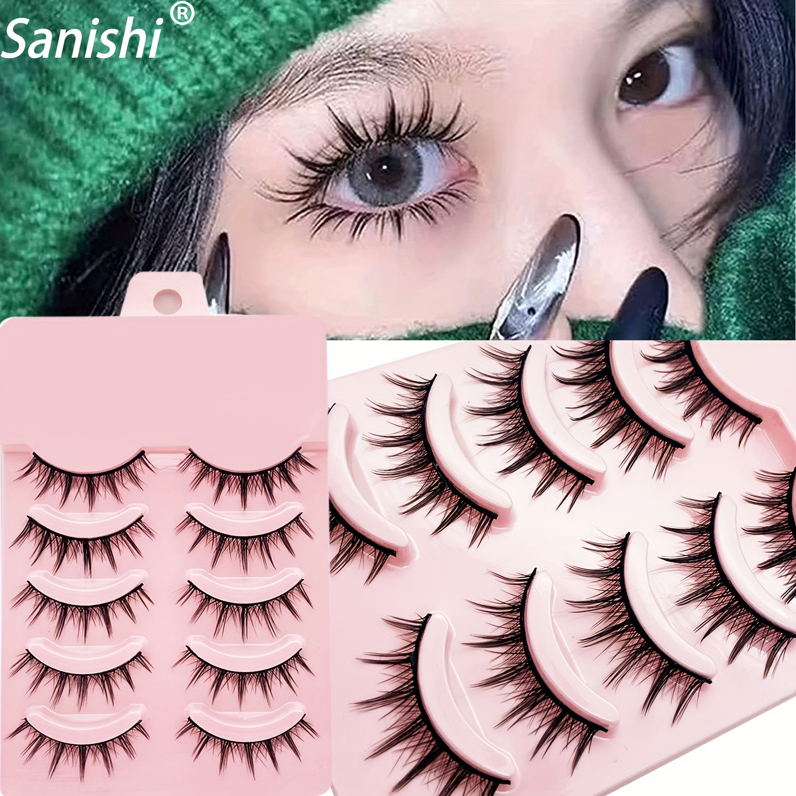 Manga Lashes Pointed Cat Eye Lashes, Natural Look Anime False Eyelashes  Individual Wispy Korean Makeup Eyelashes Clusters, Asian Chinese Japanese Fake  Eyelashes - Temu