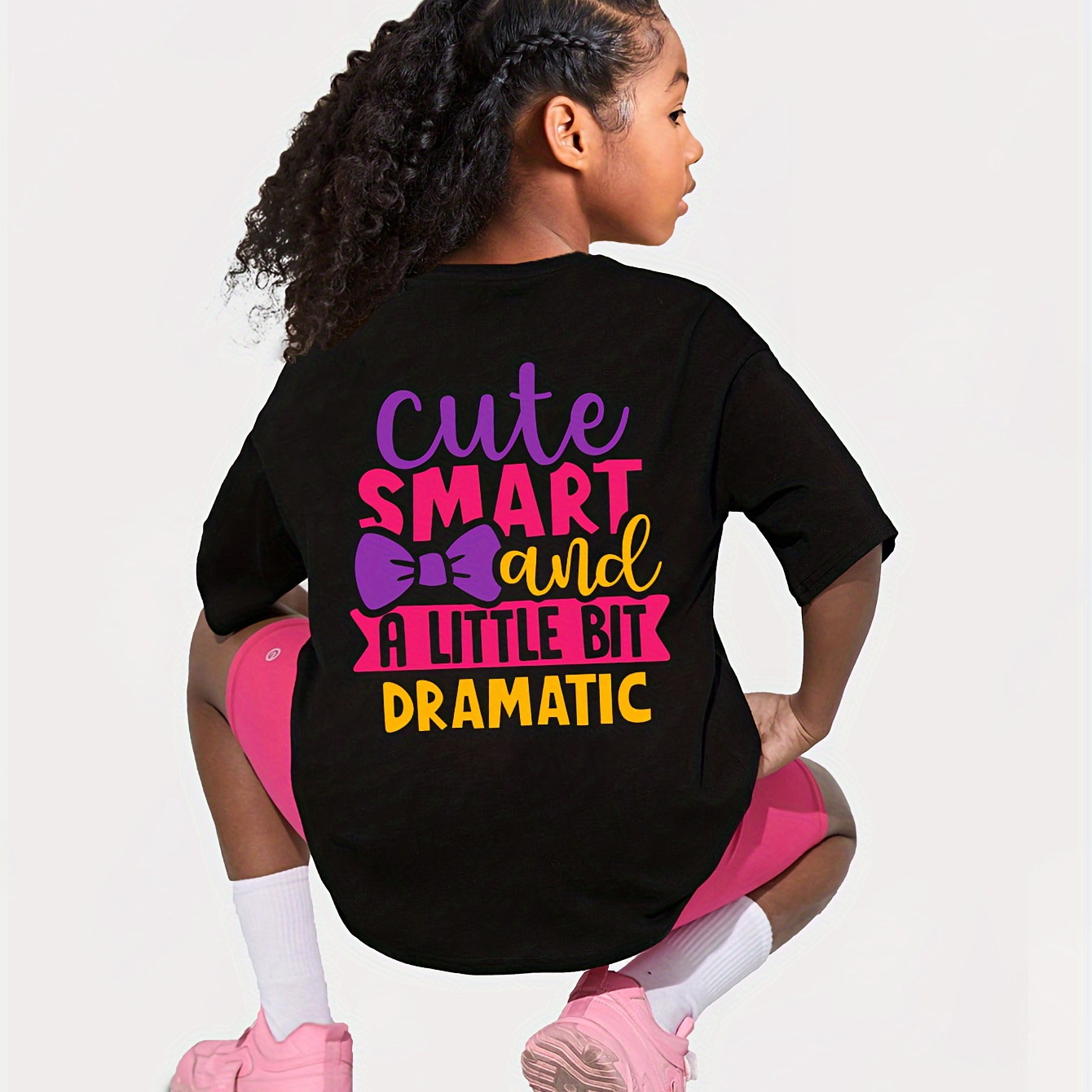

Girls Cute Smart And Dramatic Print Short Sleeve T-shirt Summer Clothes Gift