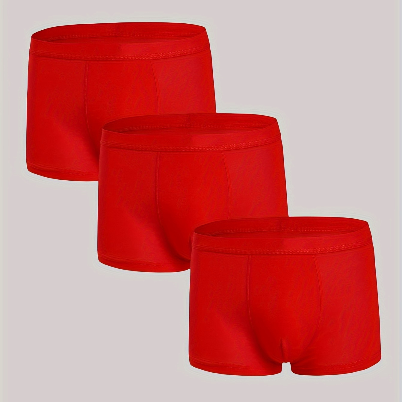 

3pcs Men's Plain Color Soft Comfortable Breathable Boxer Briefs Underwear For New Year