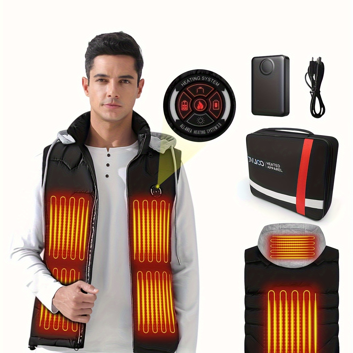 

Men's Lightweight Heating Vest With 7.4v Battery Pack, 6 Heating For Warm Clothes, 3 Temperature Control Rechargeable Clothing, Includes Usb Battery, Suitable For Winter Outdoor Activities