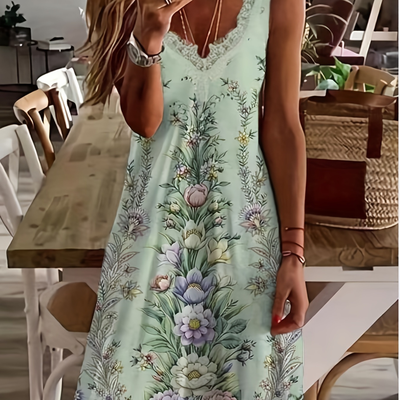 

Floral Print Sleeveless Dress, Casual Dress For Summer & Spring, Women's Clothing