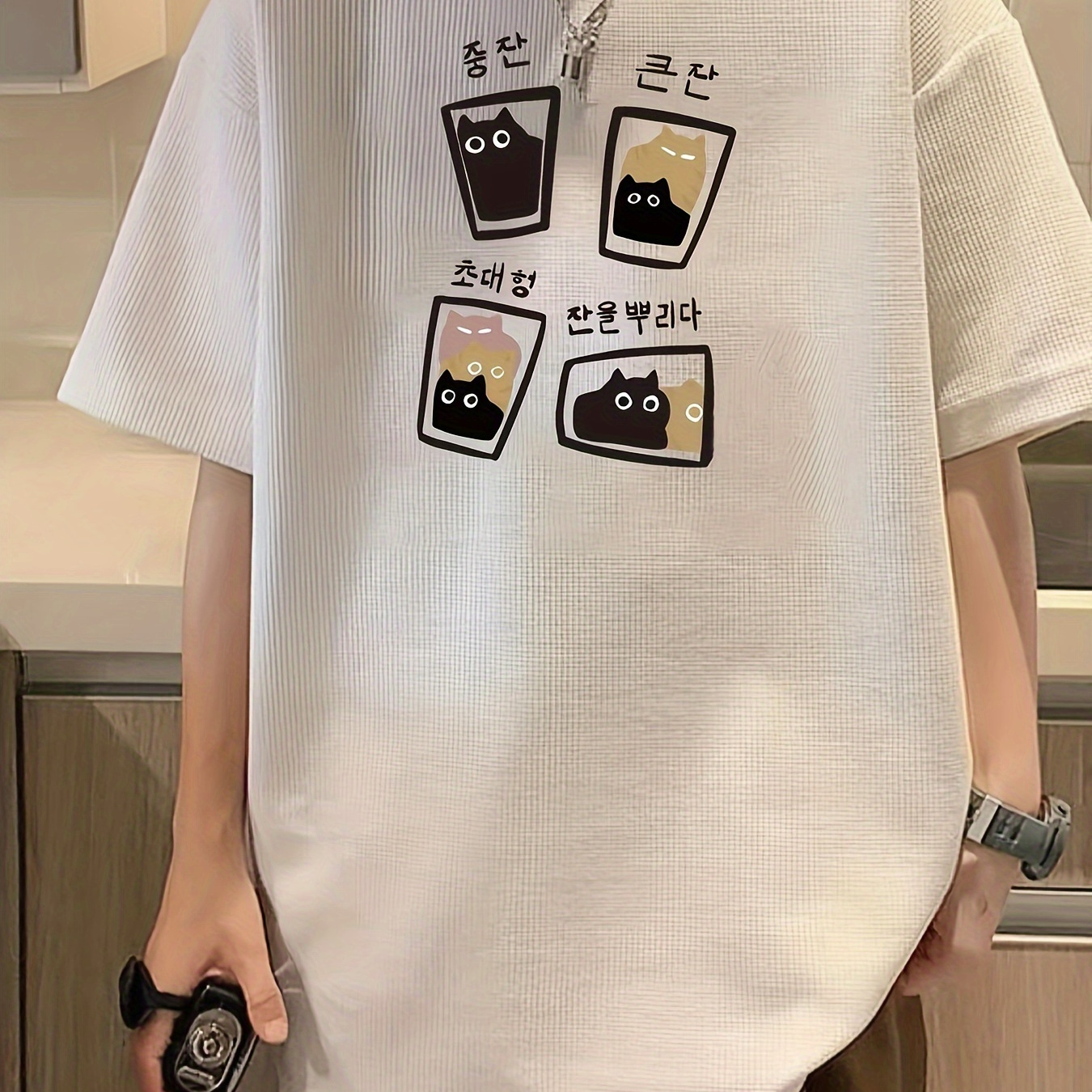 everyday ] women's casual waffle knit t shirt korean - Temu