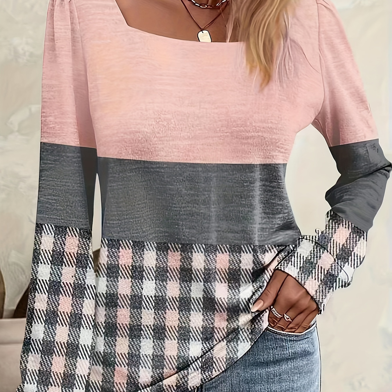

Print T-shirt, Casual Long Sleeve Top For Spring & Fall, Women's Clothing