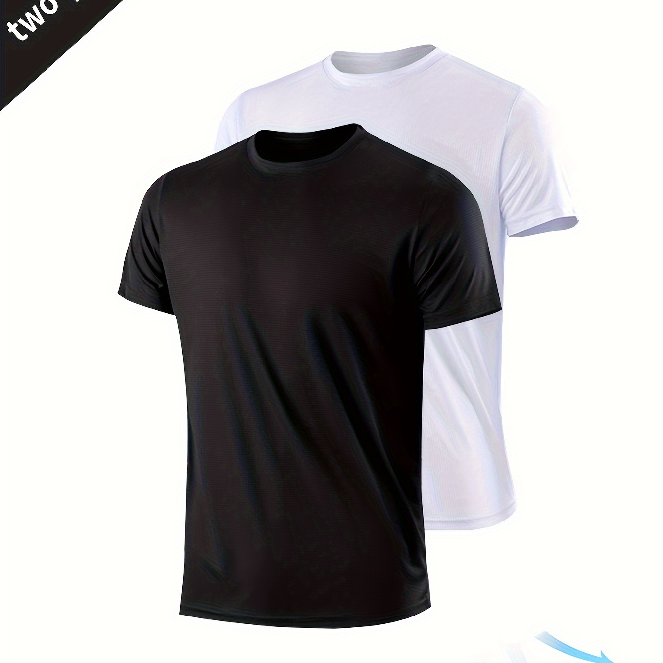 

2pcs Men's Quick-drying Running Casual Fitness Sportswear, Quick-drying Lightweight Breathable Fitness Suit, Compression T-shirt Short-sleeved Tops