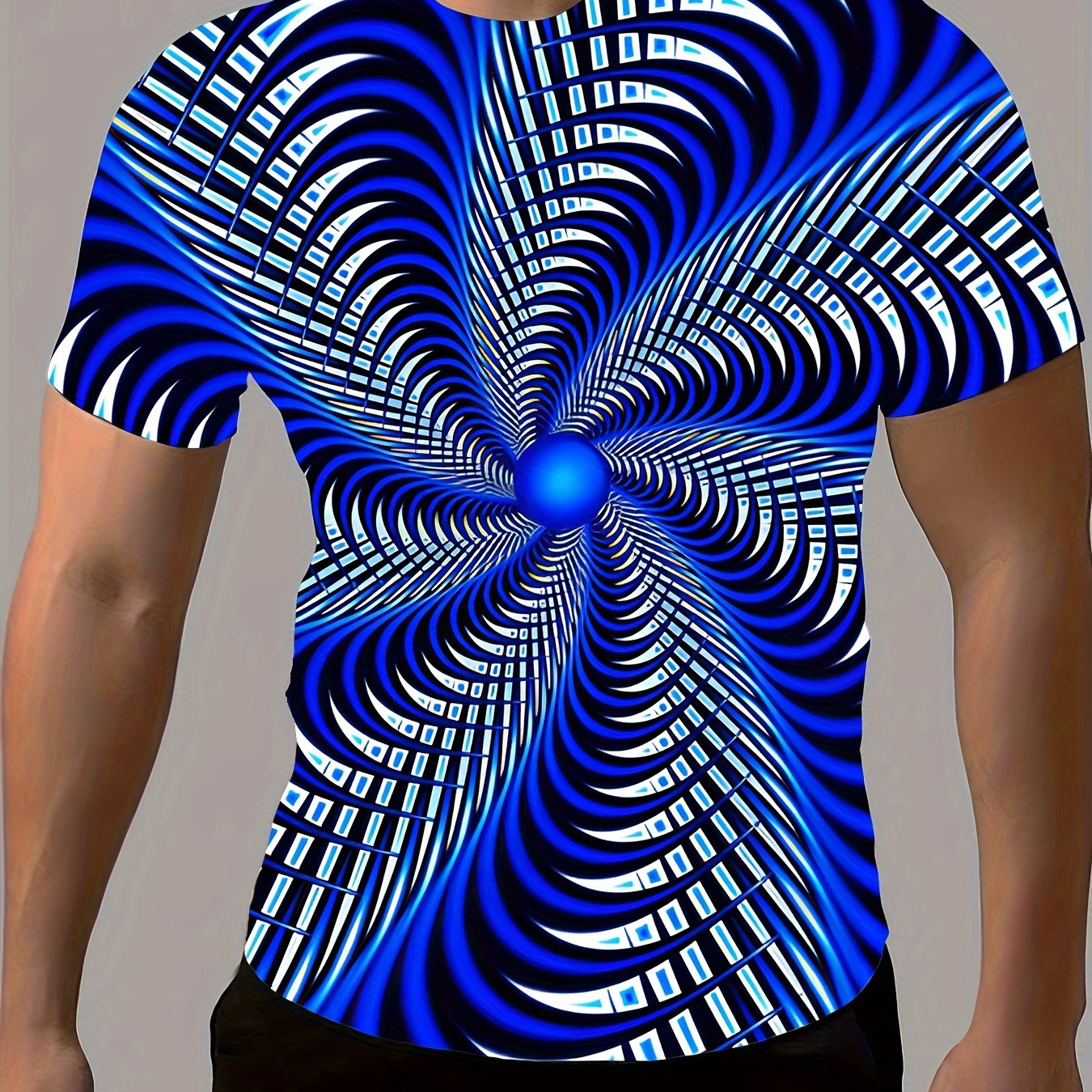 

T-shirt décontracté à manches courtes pour homme avec motif 3D, tissu polyester respirant, vêtements d'extérieur d'été, coupe standard, convient à un usage quotidien.