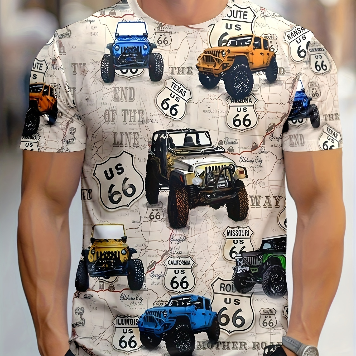 

Men's Casual Off-road Vehicle Graphic Tee - Crew Neck, Short Sleeve, Polyester , Stretch Fabric, Machine Washable