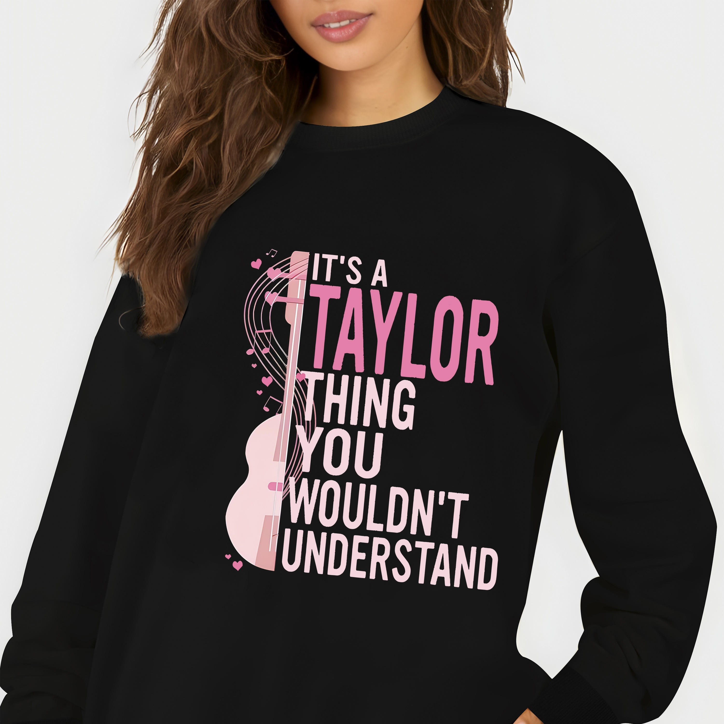 

Le sweatshirt de motif géométrique de Taylor - Sweat à capuche décontracté avec col rond, tissu tricoté, polyester, sweatshirt de sport tendance pour femmes