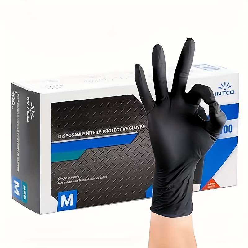 Black Nitrile Disposable Gloves For Occupational Work And - Temu