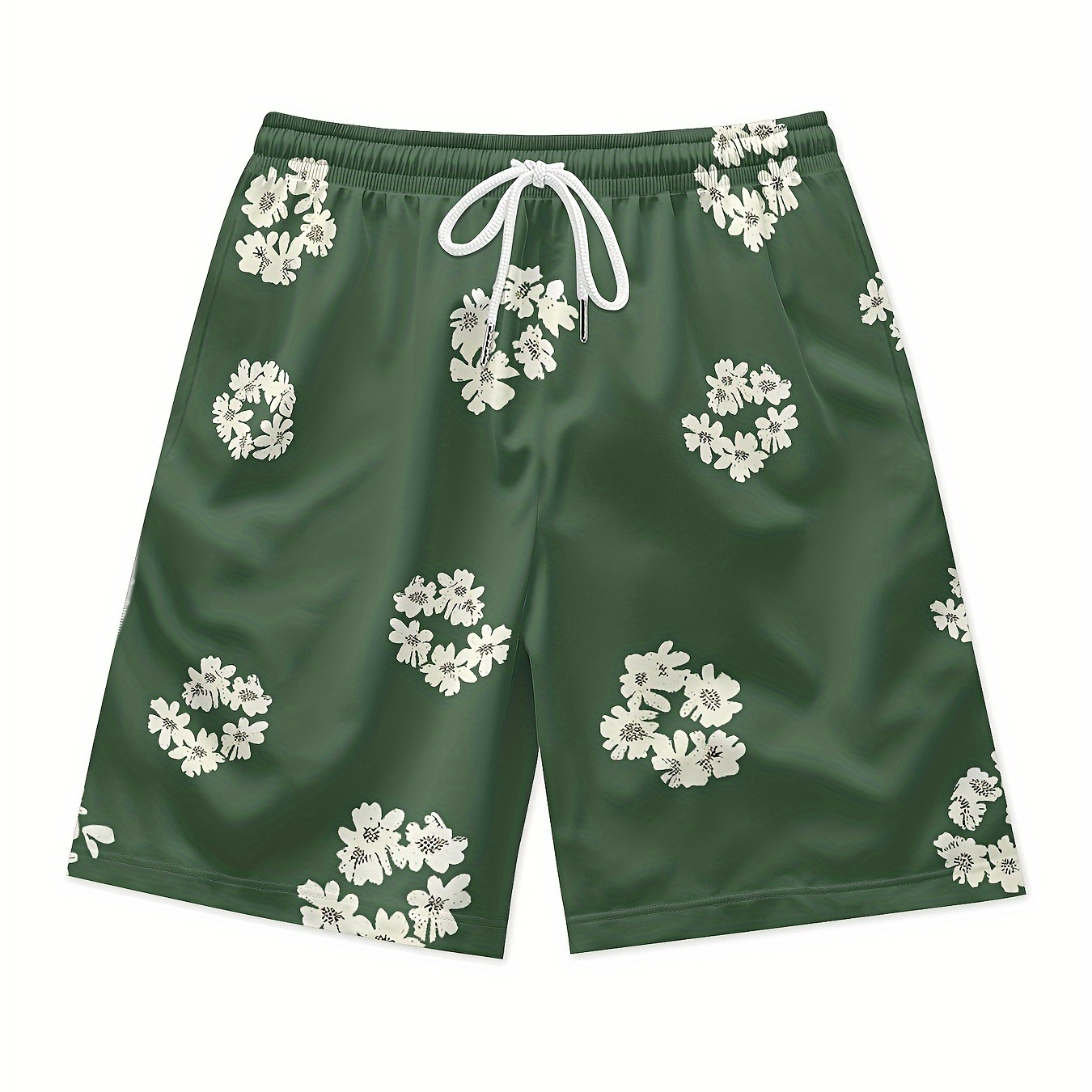 

Floral Print Men's Green Waist Shorts Quick Dry Breathable Polyester Shorts Daily Streetwear Vacation Shorts Clothing Bottoms
