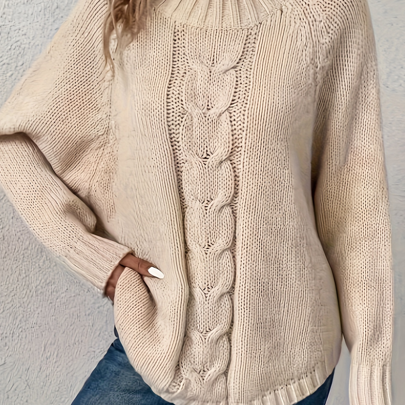 

Pull à col rond en tricot torsadé, pull décontracté à manches longues pour l'automne et l'hiver, vêtements pour femmes