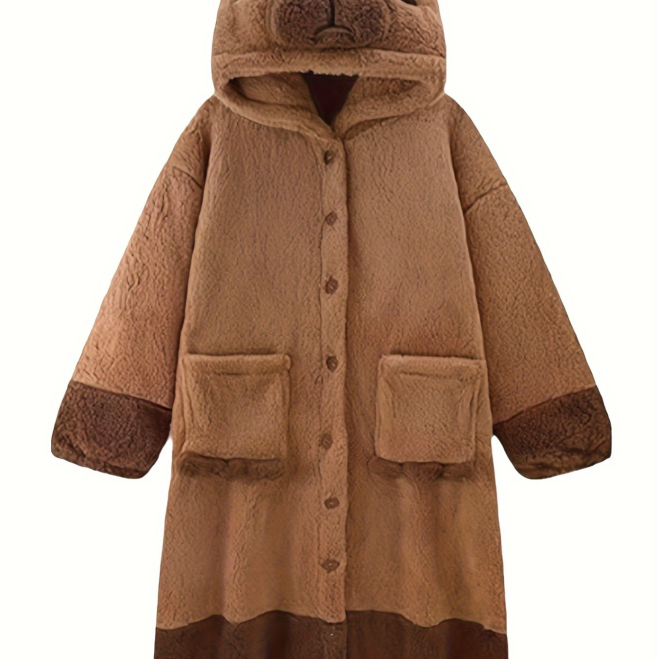 

Cozy Coral Fleece Bear Hooded Robe For Women - Cute Animal Design, & Loungewear With Pockets