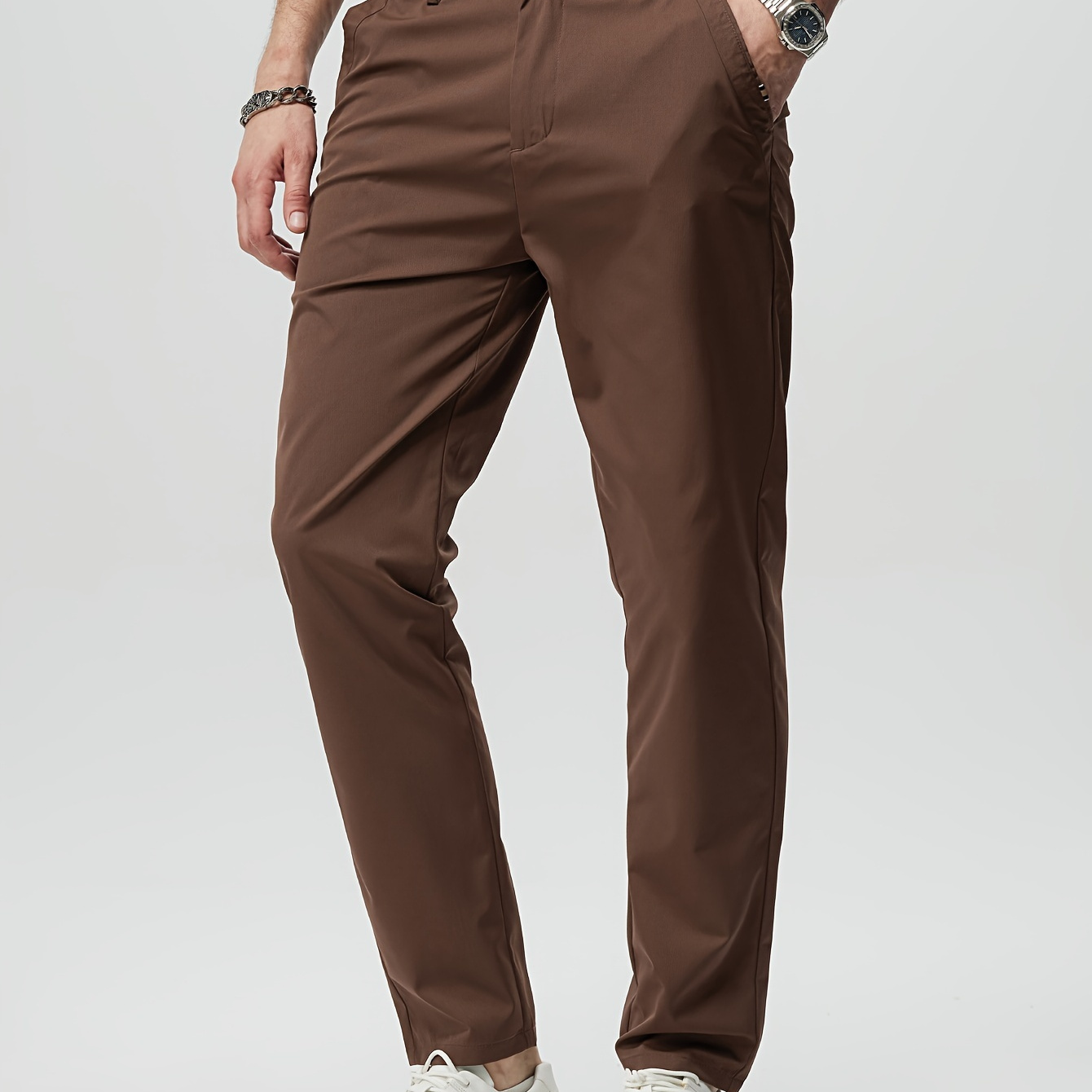 

Men's Casual Tapered Trousers Solid Casual Long Cropped Pants Streetwear For Men