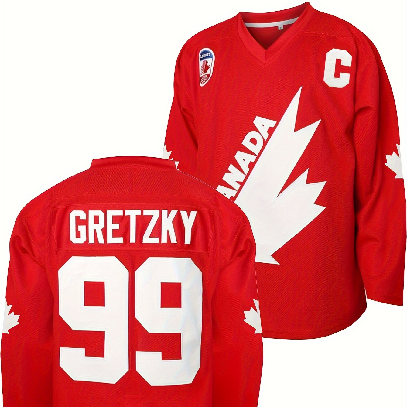 

Men's Red # 99 Maple Leaf Ice Hockey Sweatshirt, Loose Embroidered Long Sleeves, Sports Fashion Casual, Street Breathable