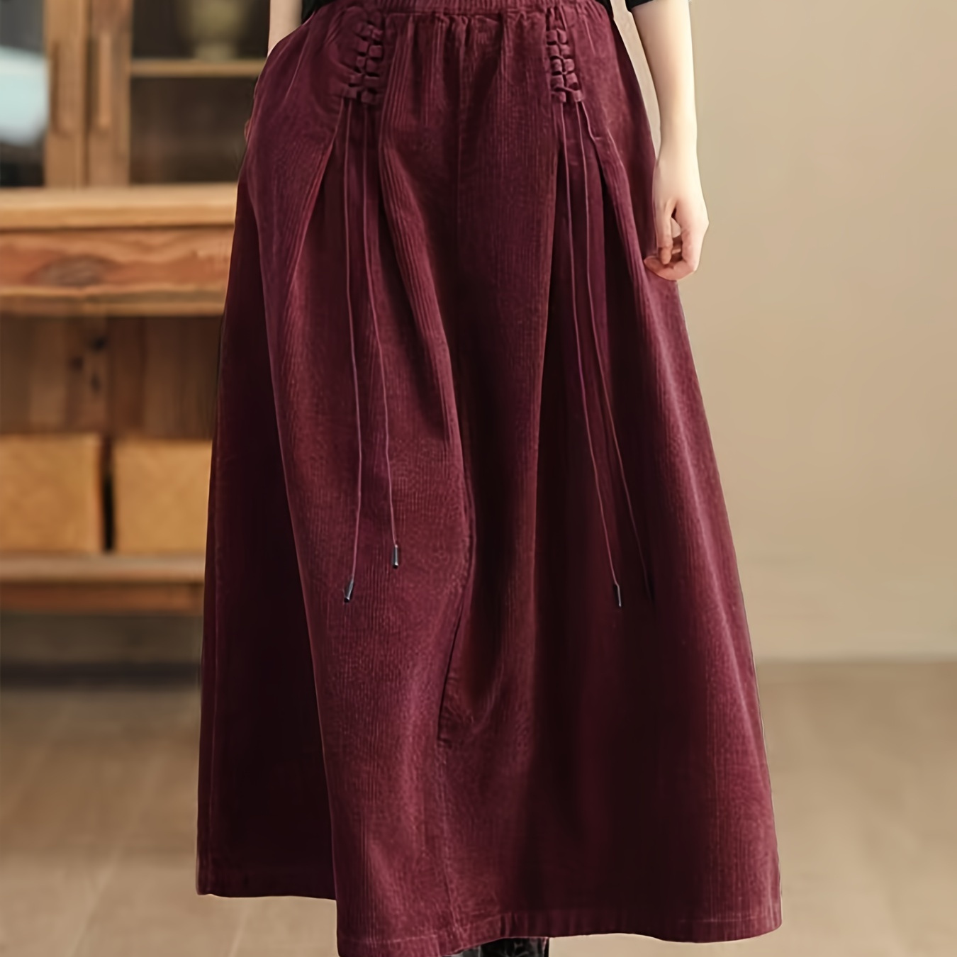 

1pc 's Skirt Drawstring - A- -length Skirt For /summer/fall