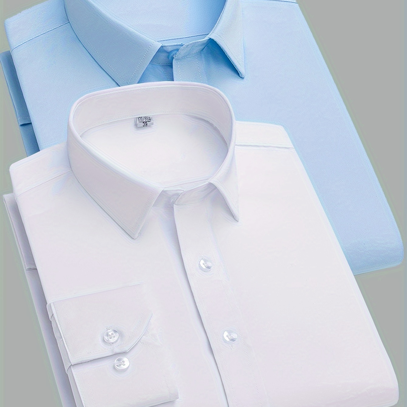 

2pcs Men's Solid Color Long Sleeve Single Breasted Dress Shirts, Slight Stretch & Comfy, Classic And Formal Occasions