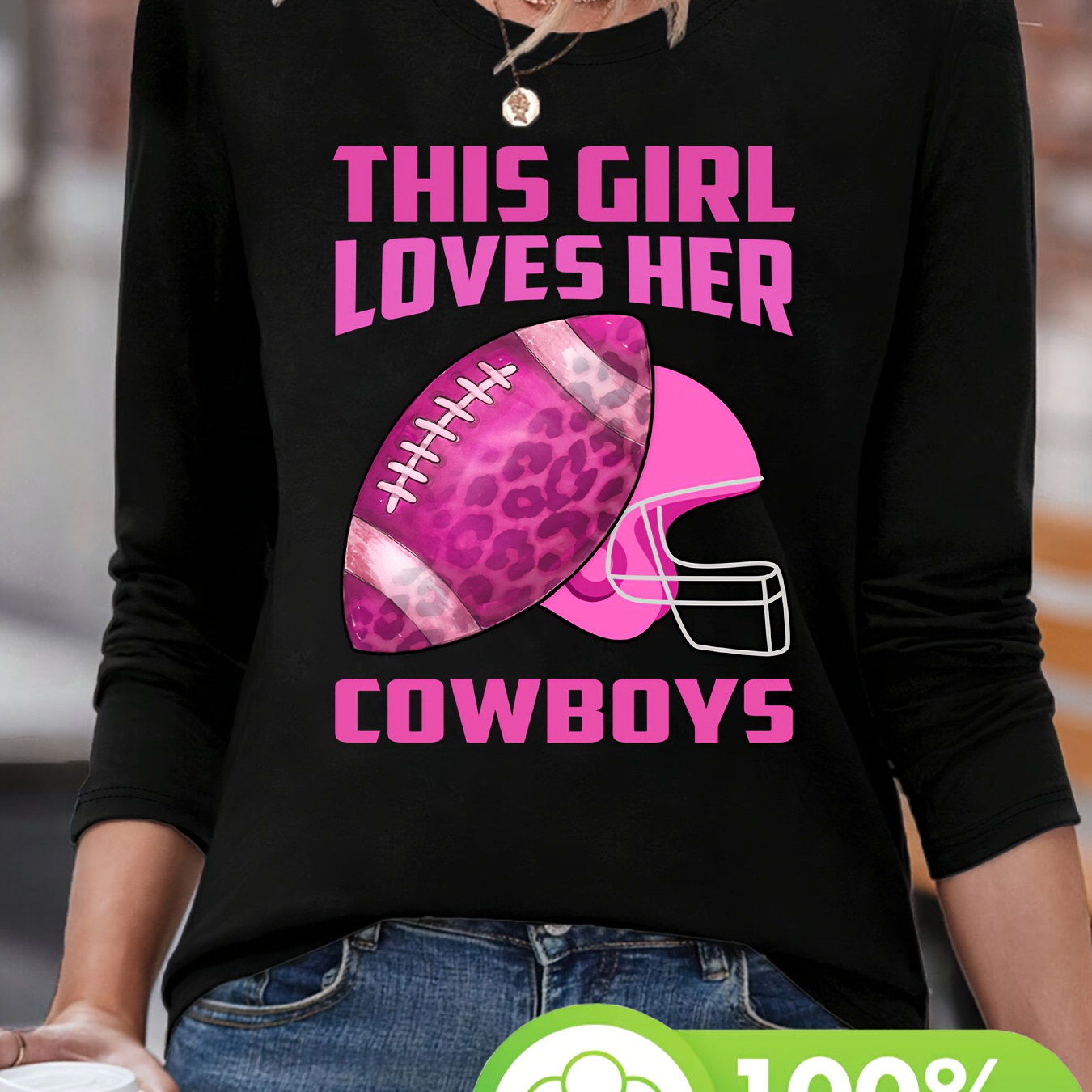 

Neck T-shirt, Casual Long Sleeve T-shirt For Spring & Fall, Women's Clothing