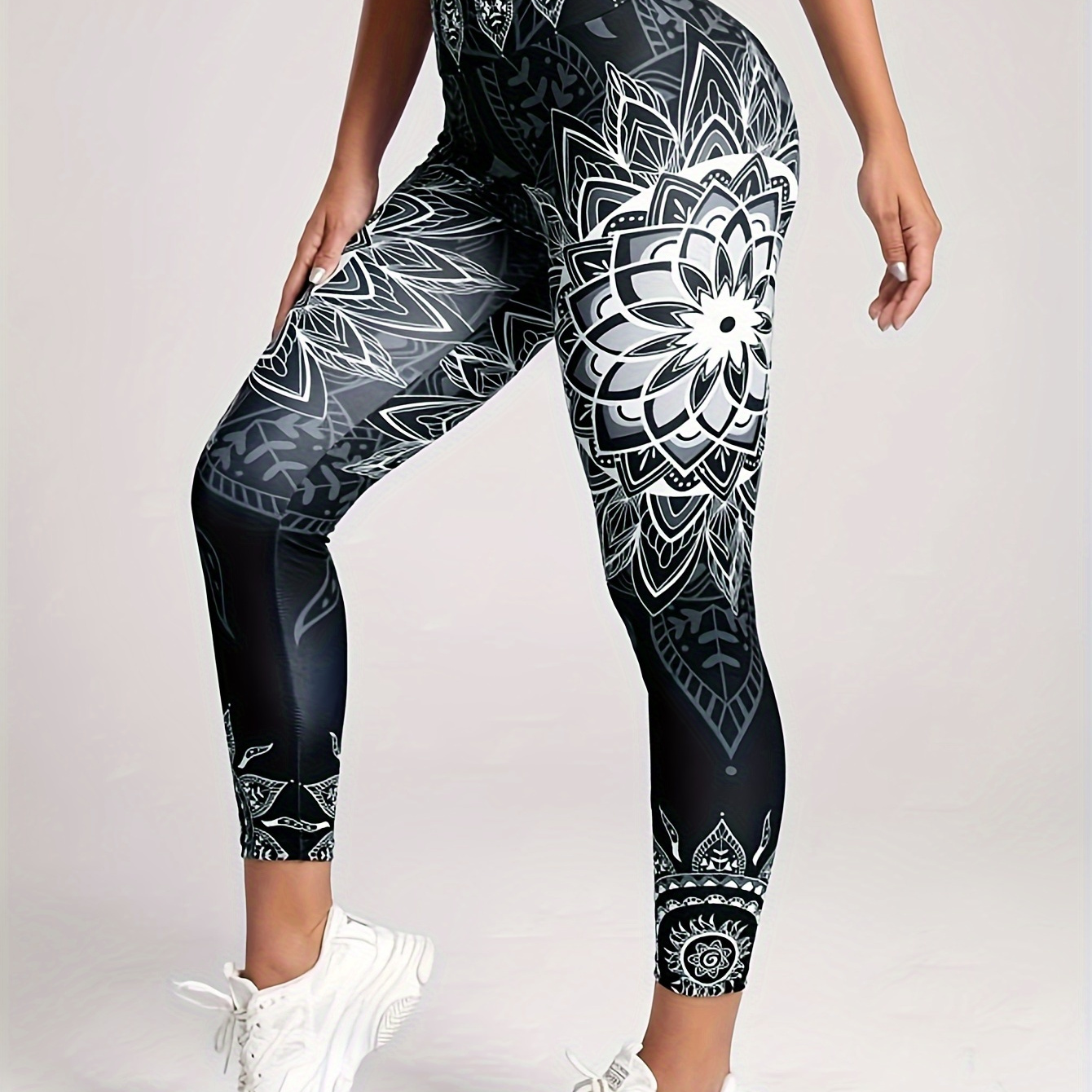 

Women's Mandala Kaleidoscope Print High-waisted Yoga Leggings, Slimming Tummy Control Fitness Tights For Gym, Cycling, Sports Spring/summer Collection For Fall & Winter