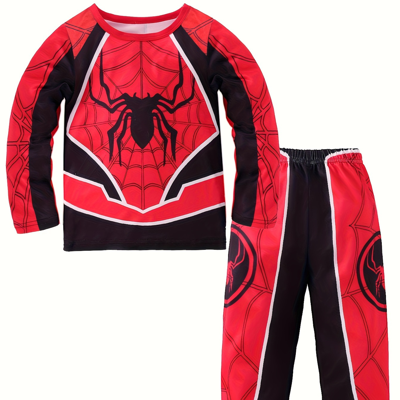 

Toddler Boys 2-piece Trendy Pajama Sets Cosplay Imitation Pattern Round Neck Long Sleeve Top & Matching Pants Comfy Casual Pj Sets
