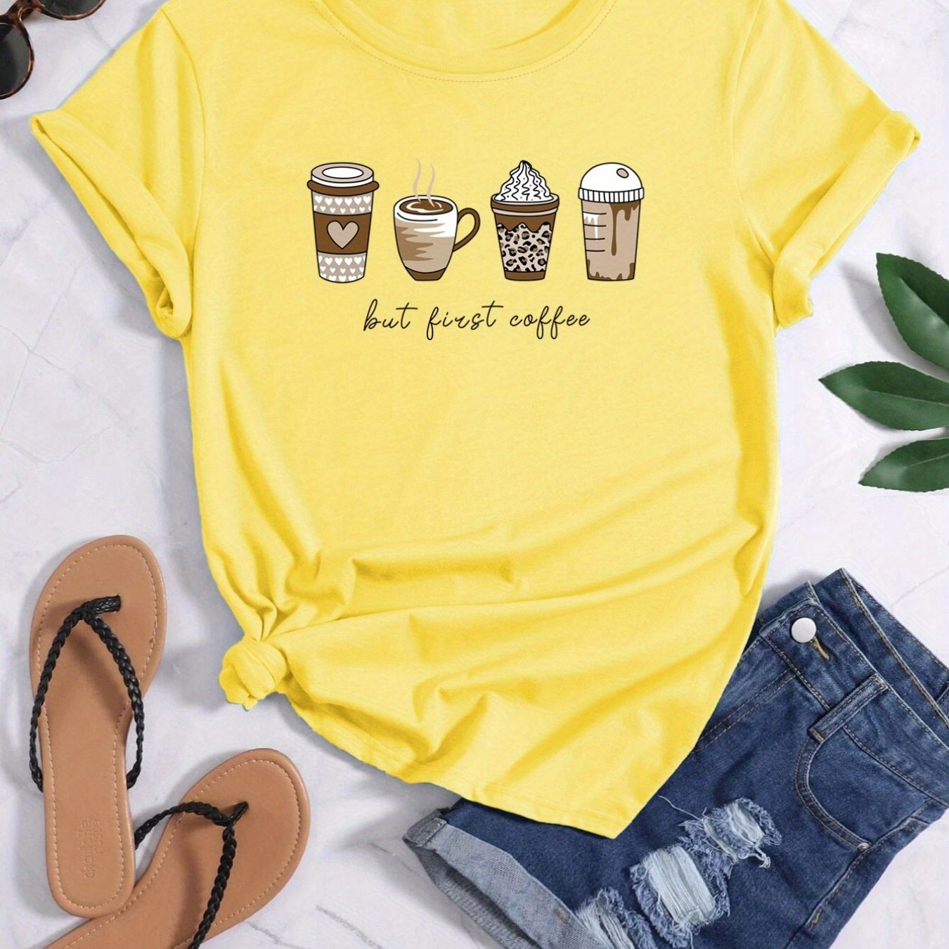 

Plus Size Casual T-shirt, Women's Plus Graphic Print Short Sleeve Round Neck Slight Stretch T-shirt