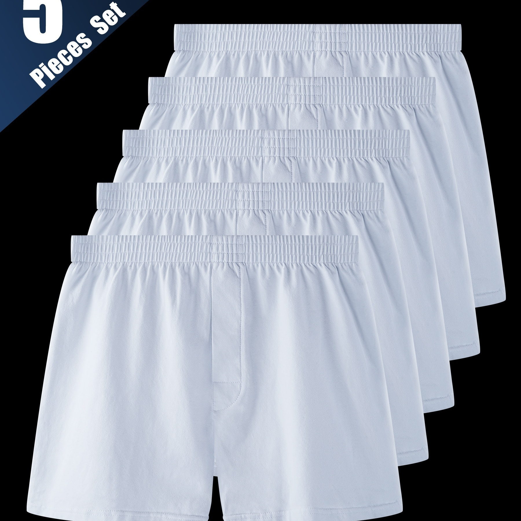 

Stylish Series - 5 Pcs Solid Color Boxer Briefs - Comfy & Set