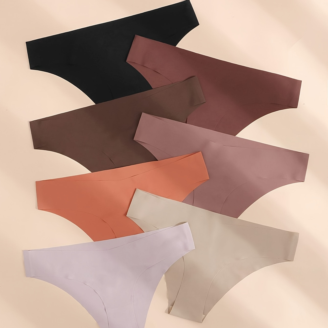 

7pcs Women's Plus Simple Panties, Plus Size Solid Ice Silk Seamless Soft & Breathable Briefs