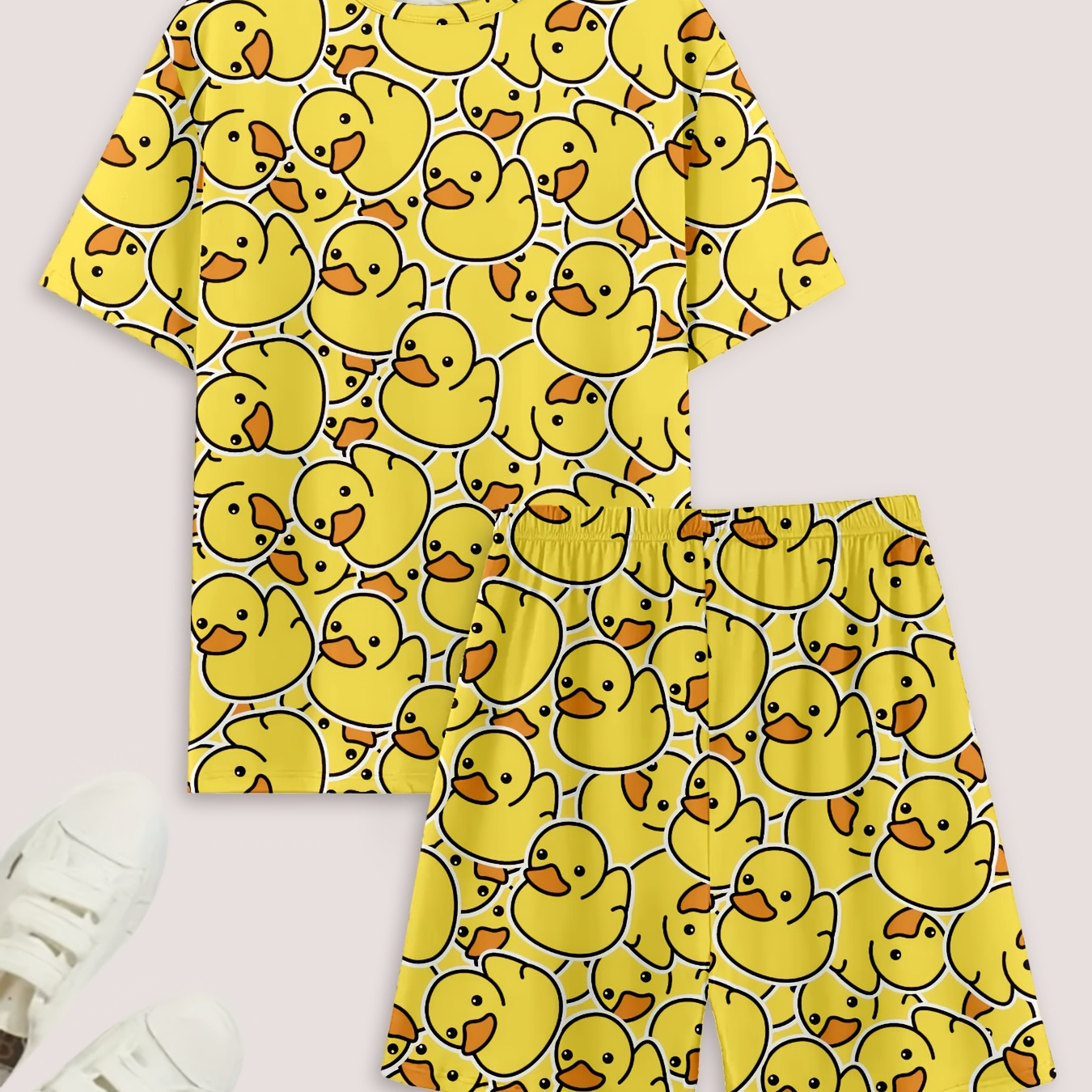 

Duck Neck Short Sleeve And Shorts Pajama Set