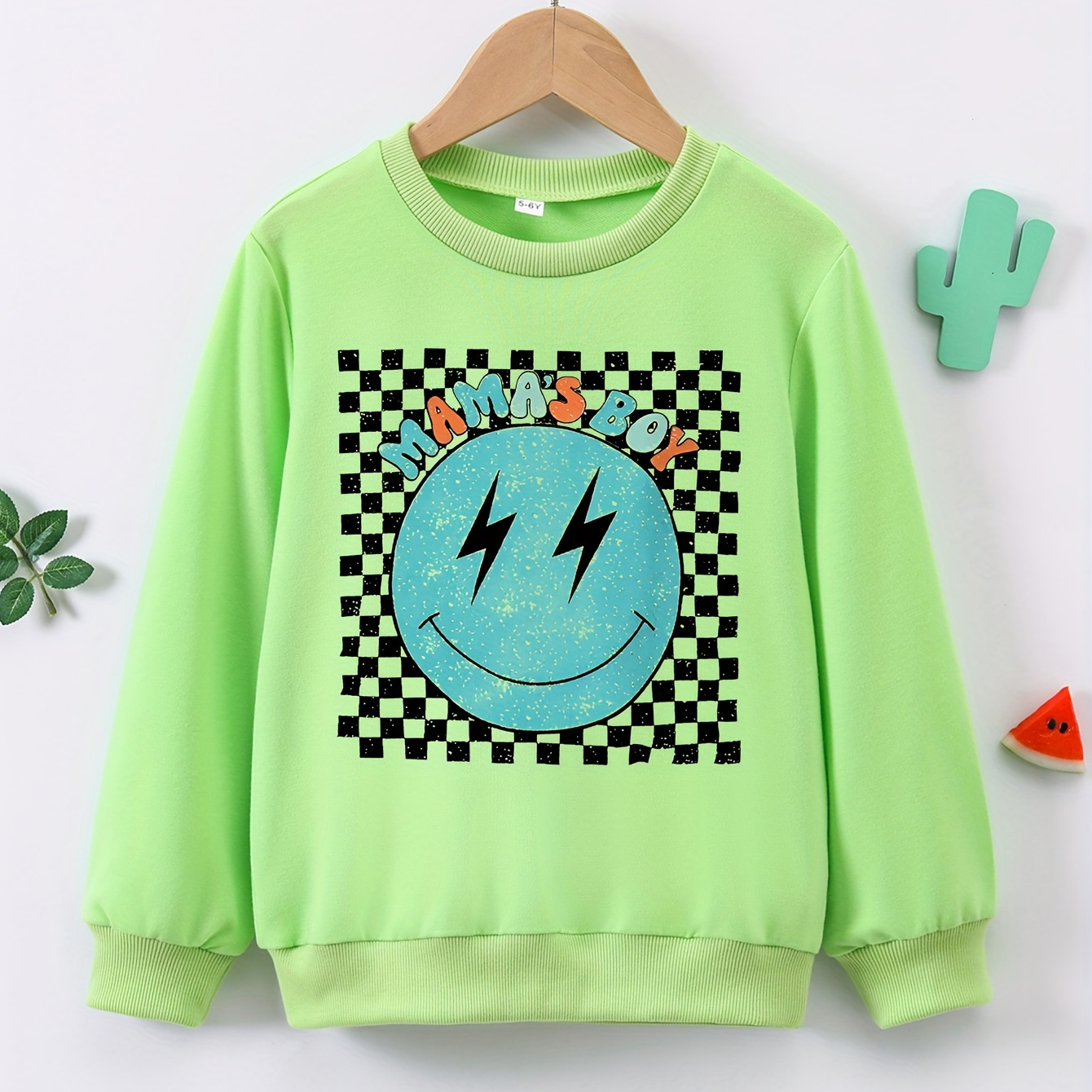 

Boys' Cozy Cartoon Print Sweatshirt - Long Sleeve, Crew Neck, Casual Pullover For Spring/fall