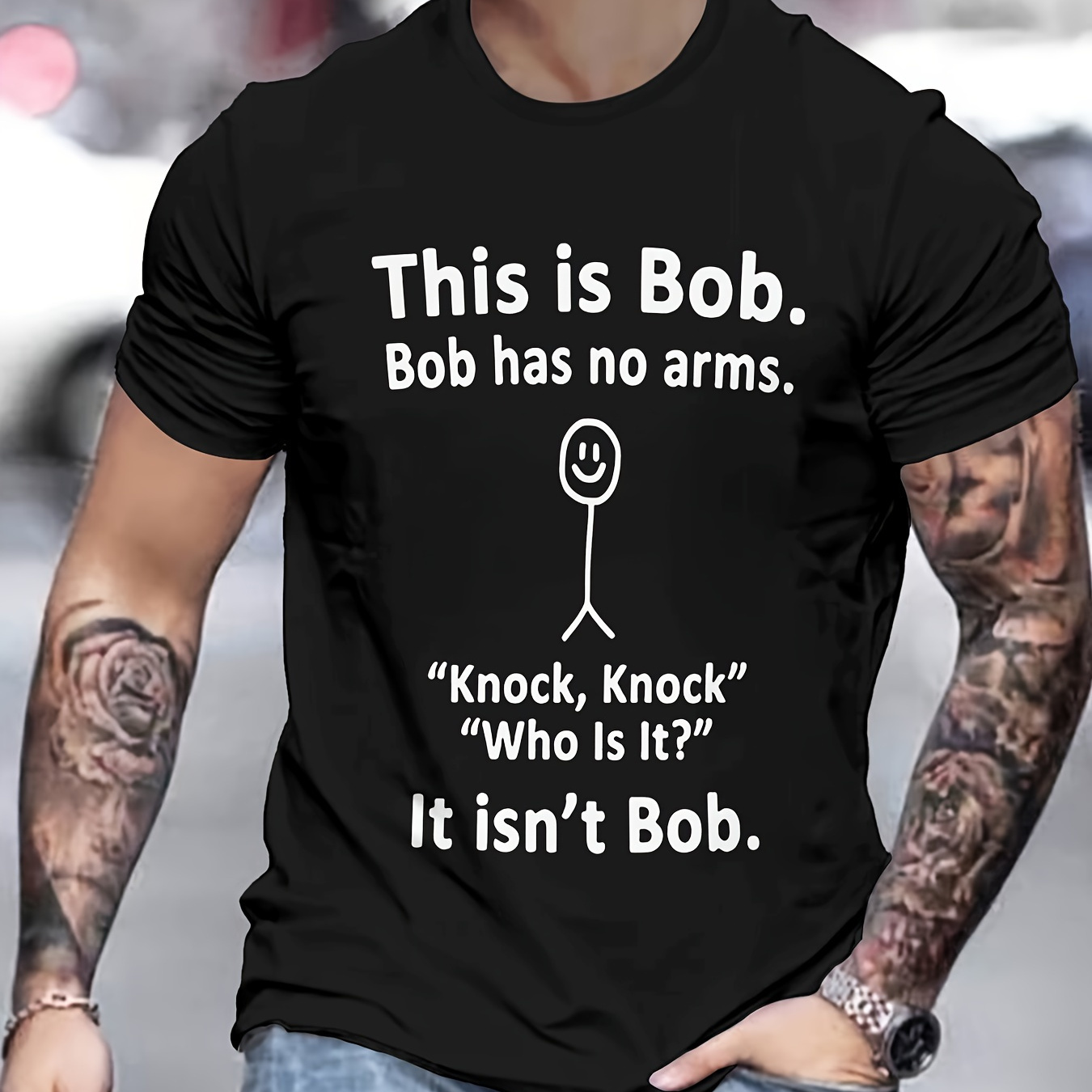 

Men's This Is Bob Graphic Print T-shirt, Vintage Style Short Sleeve Crew Neck Tee, Men's Clothing For Summer Outdoor