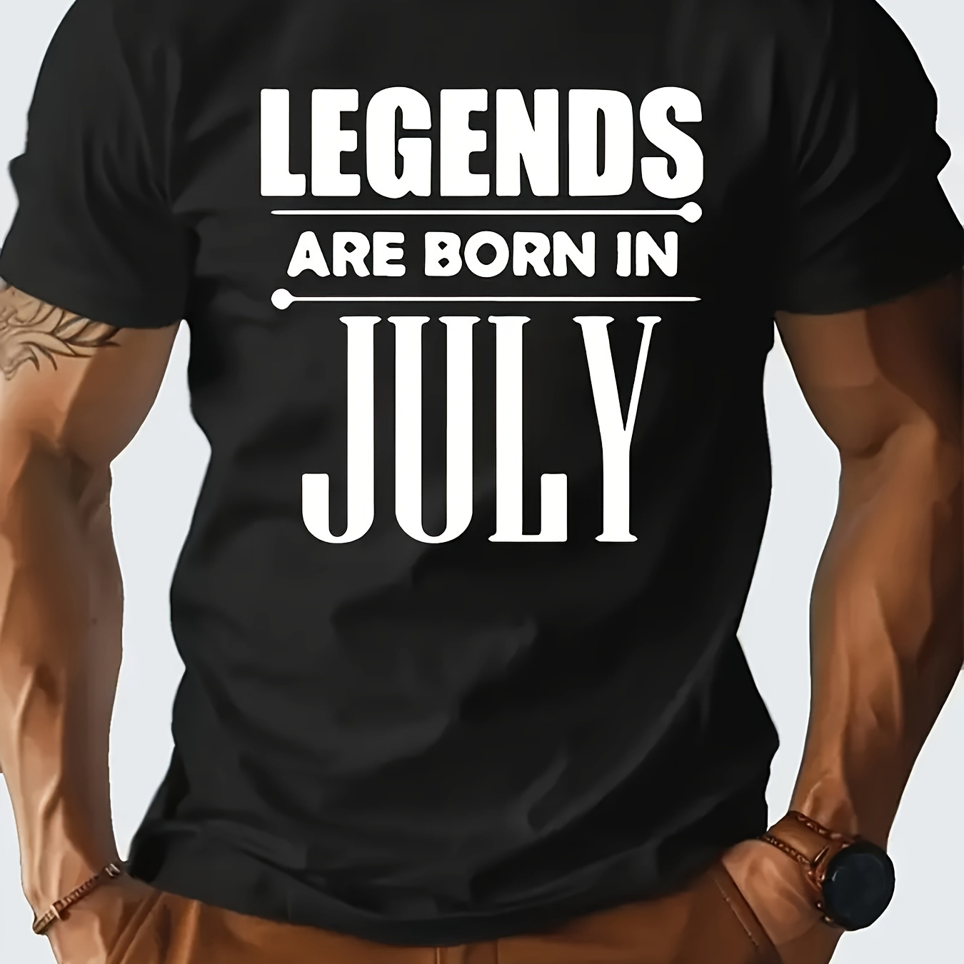 

Unique Legend Was Born In July Graphic Print T-shirt - Soft Cotton, Crew Neck, Regular Fit, Slight Stretch, Summer Casual Wear For Men