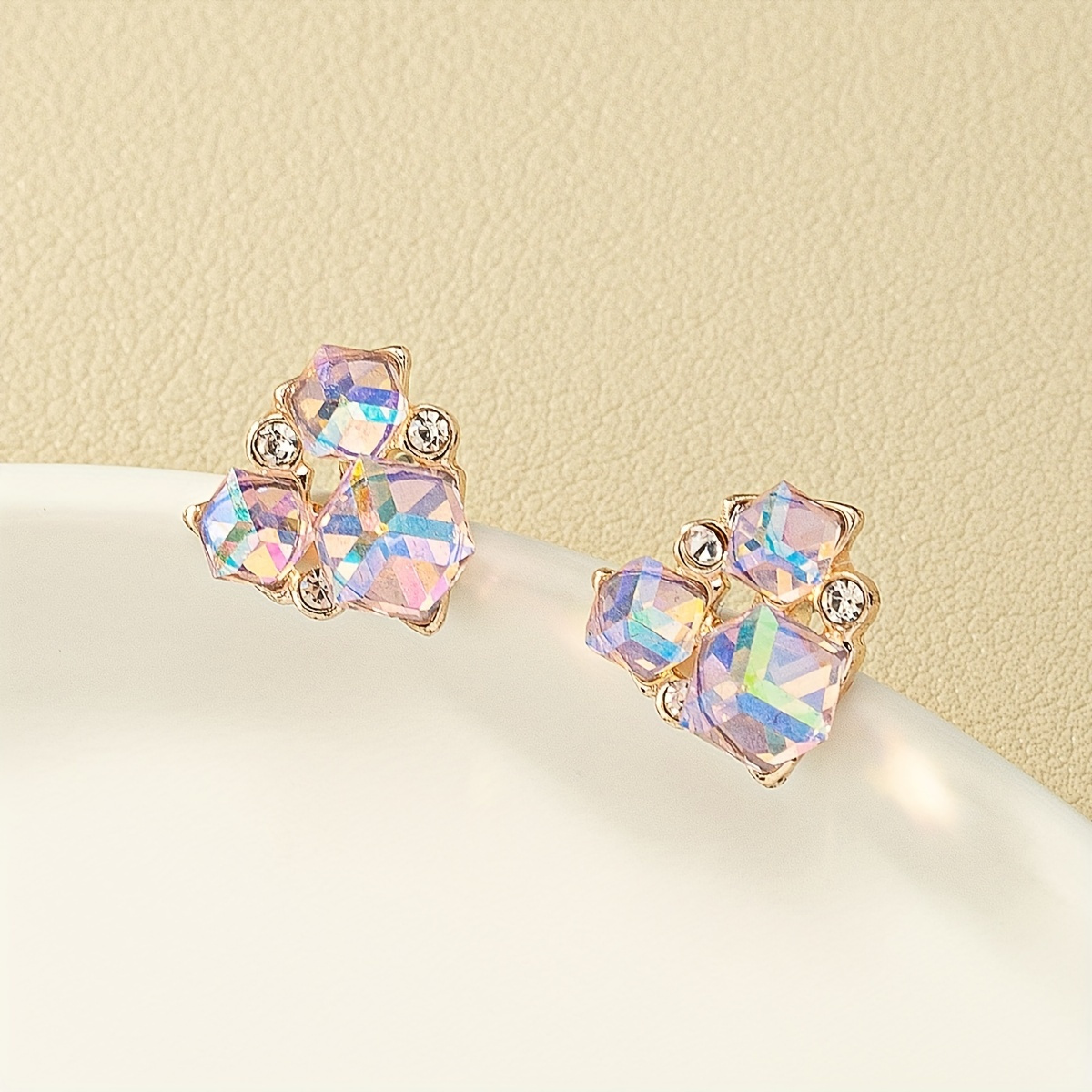 

Simple Inlaid Stud Earrings Party Costume Accessory Birthday Gift For Women