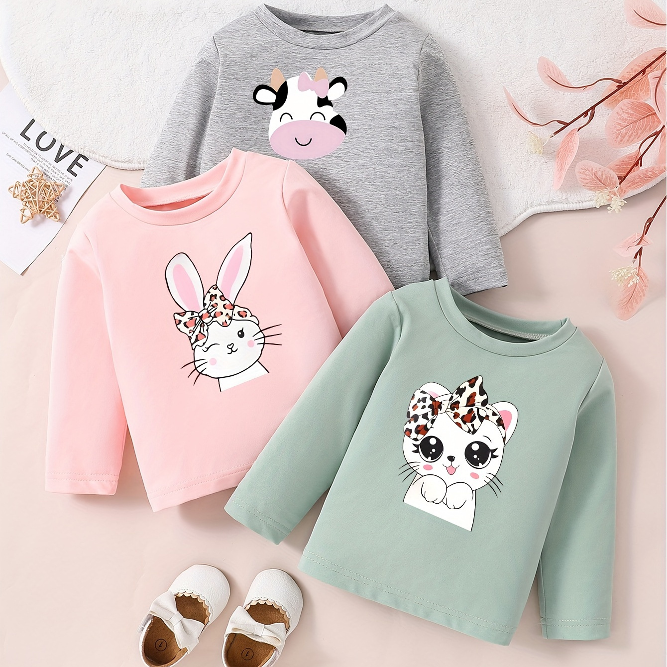 

2024 New Kids' /summer Long Sleeve Round T- Set - , , , Regular Fit