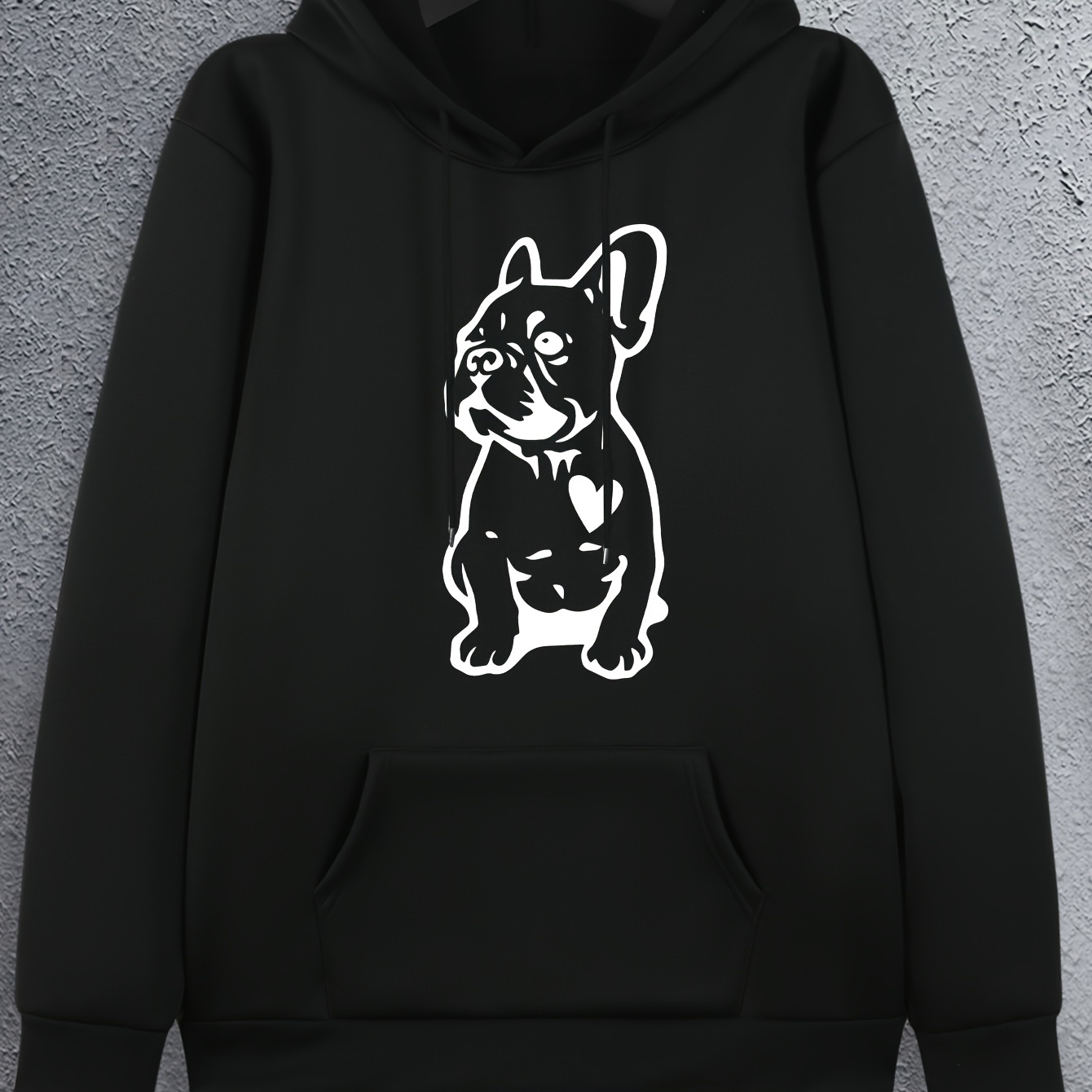 

Sweat à capuche graphique Bulldog pour homme à manches longues, sweat à capuche tendance avec poche kangourou, haut décontracté confortable et polyvalent pour l'automne et l'hiver.