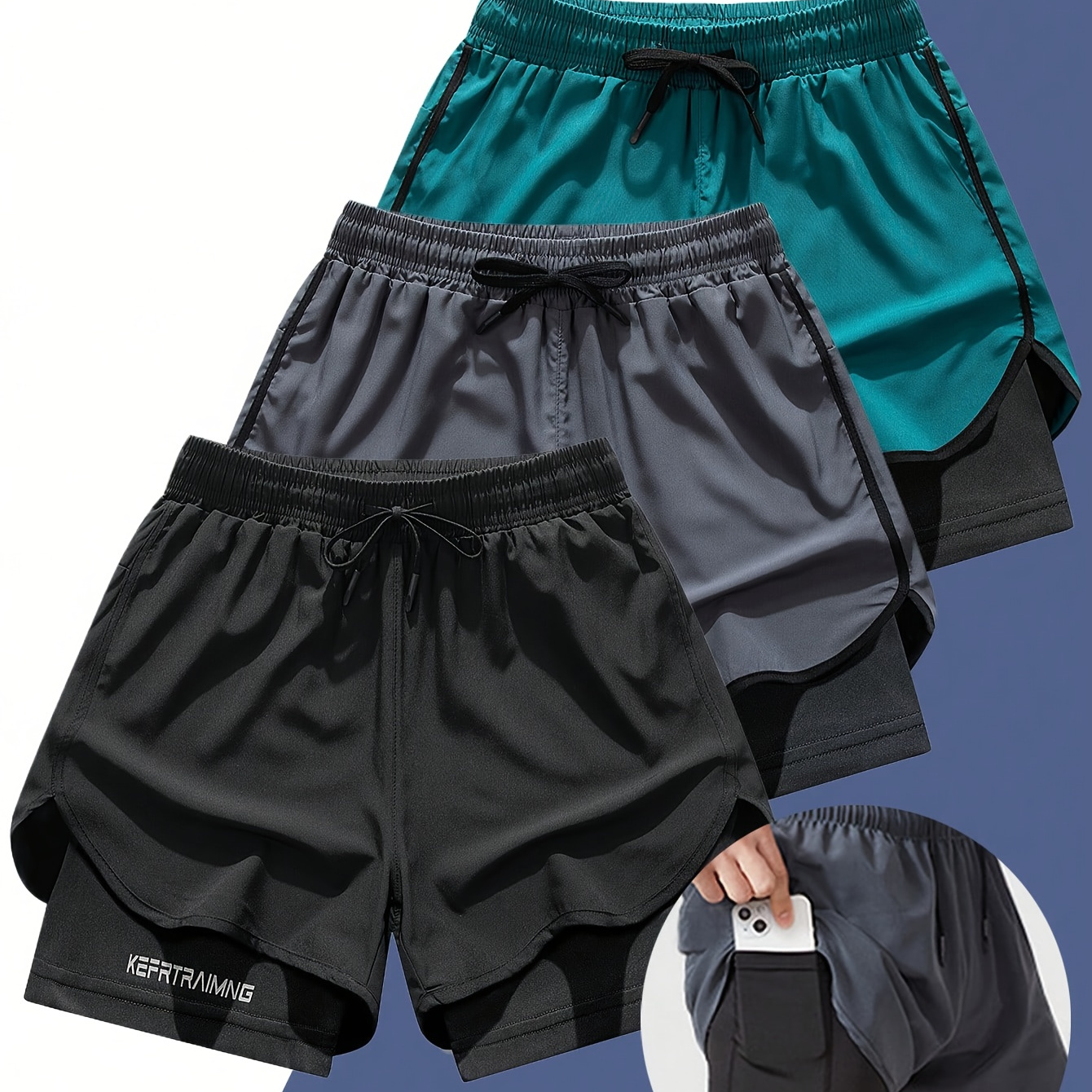 

3pcs Running , Polyester -dry, , Drawstring, Slight , Universal Fit, , For , Running, , , , , All