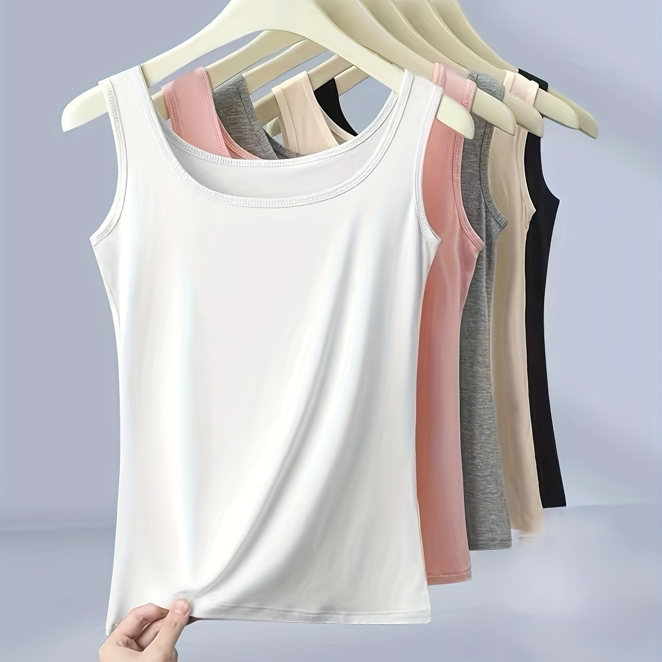 

5-pack Women's Cotton Blend Tank Tops, Stretch Comfort Casual Home Wear & Layering Camis, Assorted Colors, Sizes S-xl