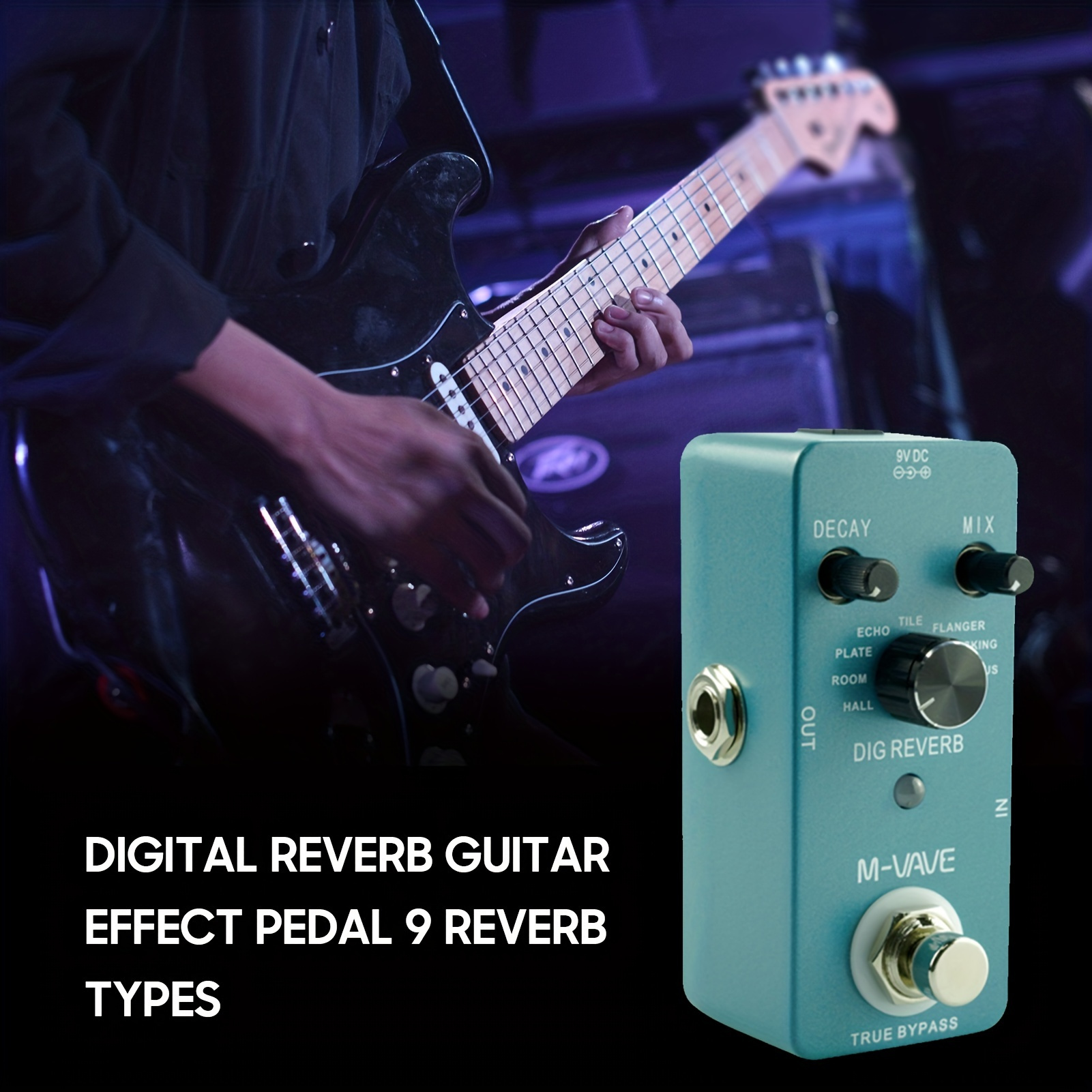 

Dig Reverb Digital Reverb Guitar Effect Pedal 9 Reverb Types Decay & Mix Control True Bypass Full Metal Shell